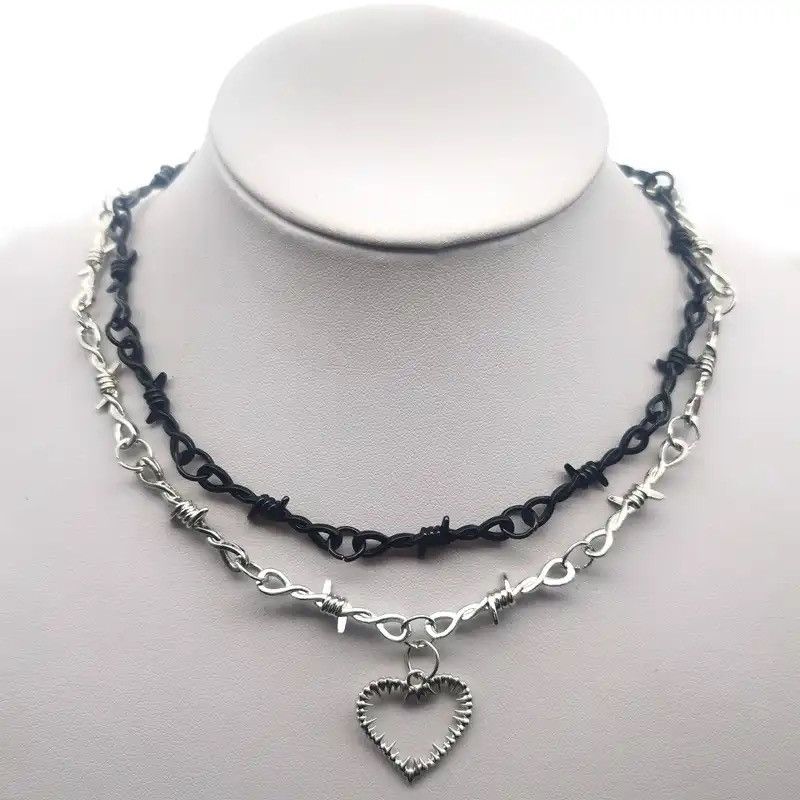 Jewelry × Vintage Wire Brambles Iron Silver Choker Necklace Heart Size ONE SIZE - 3 Thumbnail