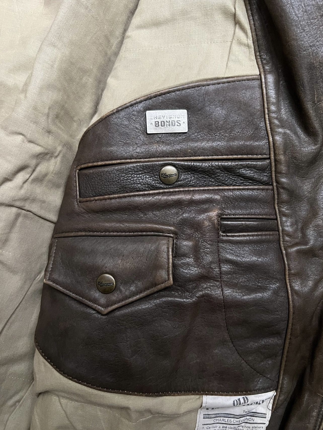 Chevignon VERY RARE VINTAGE JACKET LEATHER CHEVINGNON MILITARY TIGER Size US XXL / EU 58 / 5 - 7 Thumbnail
