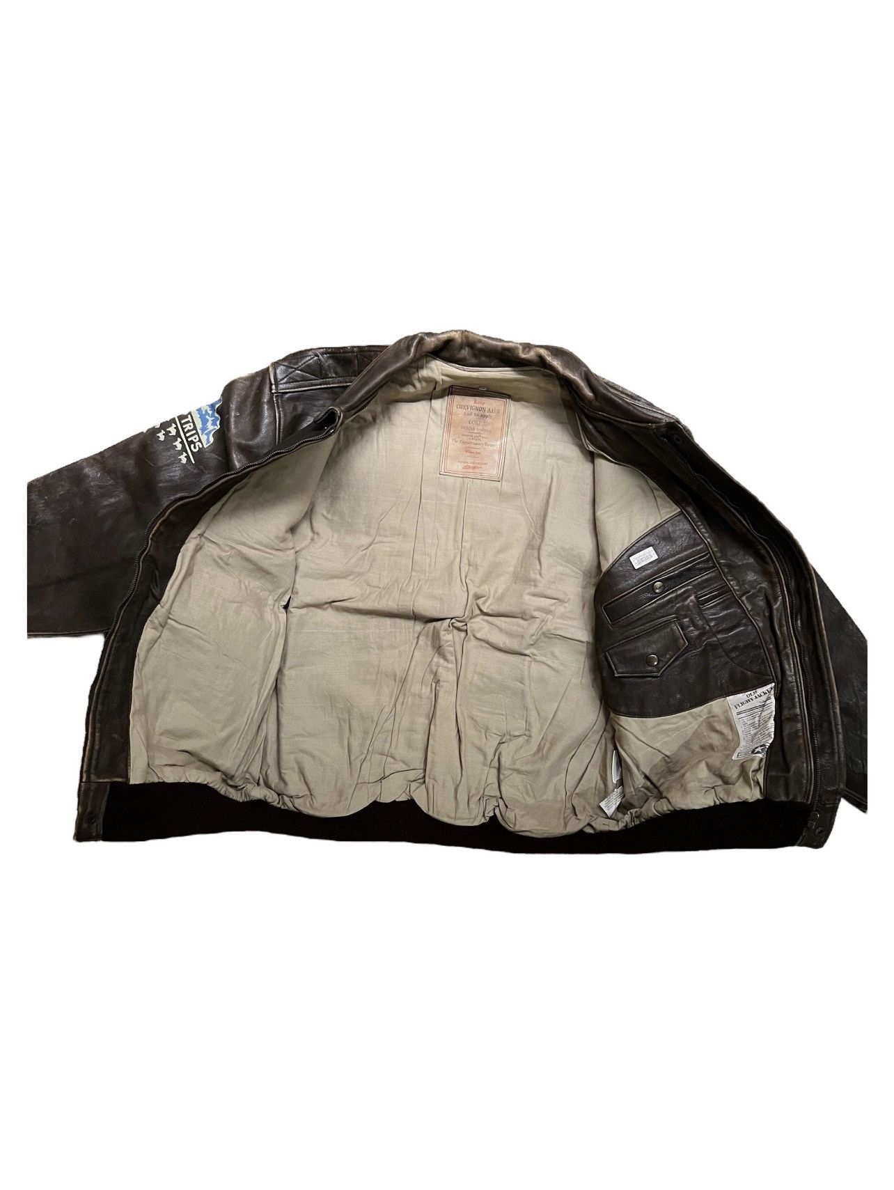 Chevignon VERY RARE VINTAGE JACKET LEATHER CHEVINGNON MILITARY TIGER Size US XXL / EU 58 / 5 - 3 Thumbnail