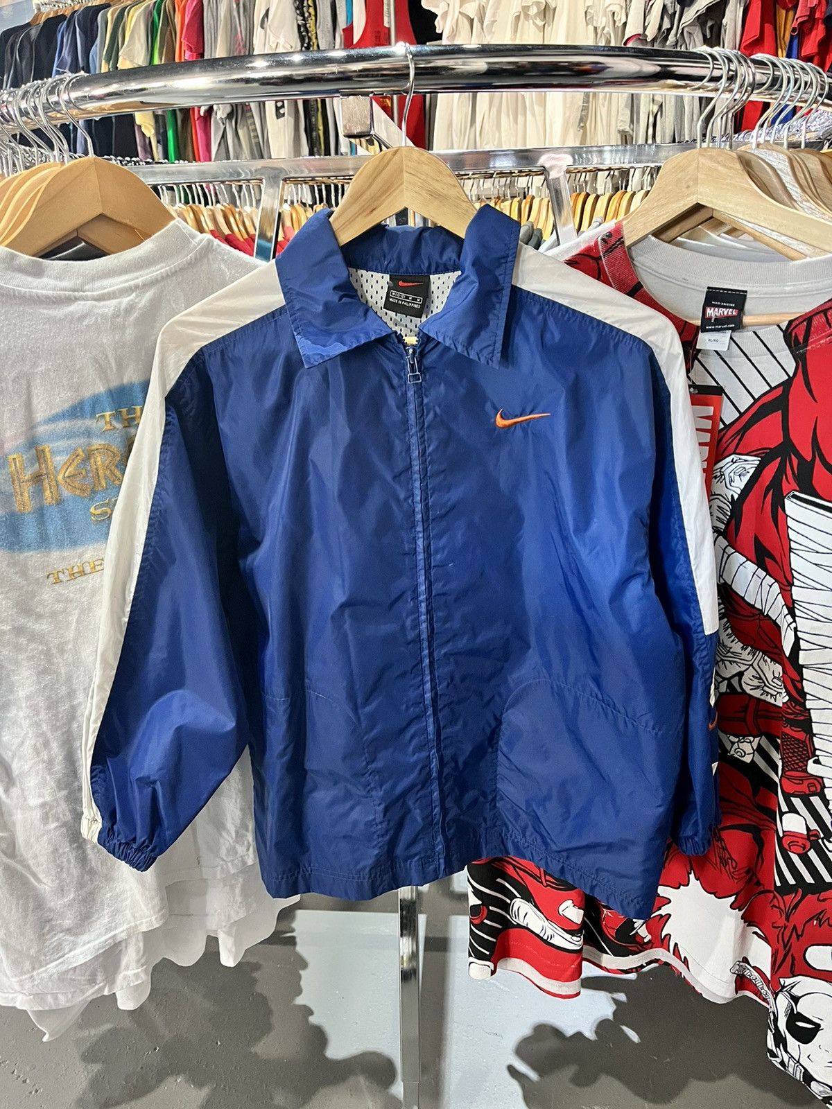 Nike Vintage Windbreaker Vintage Y2K Nike Navy Orange Windbreaker Jacket 2000s Grailed