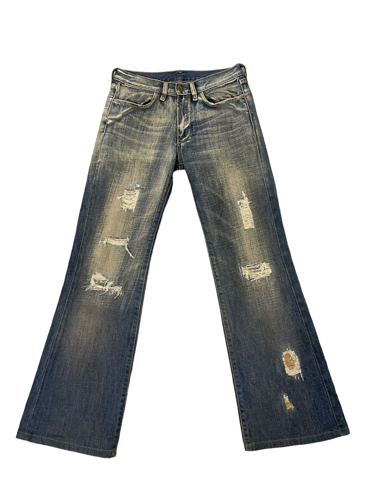 Diesel Flare Jeans Diesel Italy Distress Low Rise Boot Cut 5🟦6 Size US 27 - 2 Thumbnail