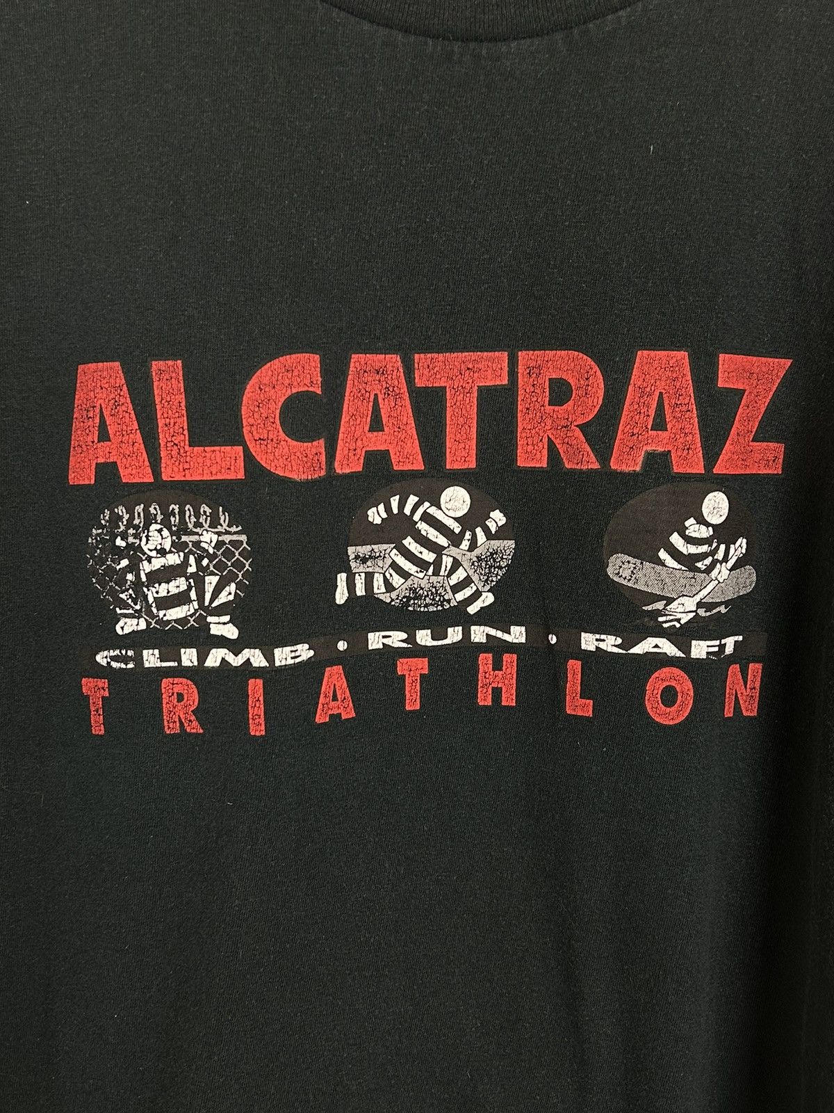 Vintage 90s Vintage Alcatraz Prison Triathlon Funny T-Shirt Size US L / EU 52-54 / 3 - 2 Thumbnail