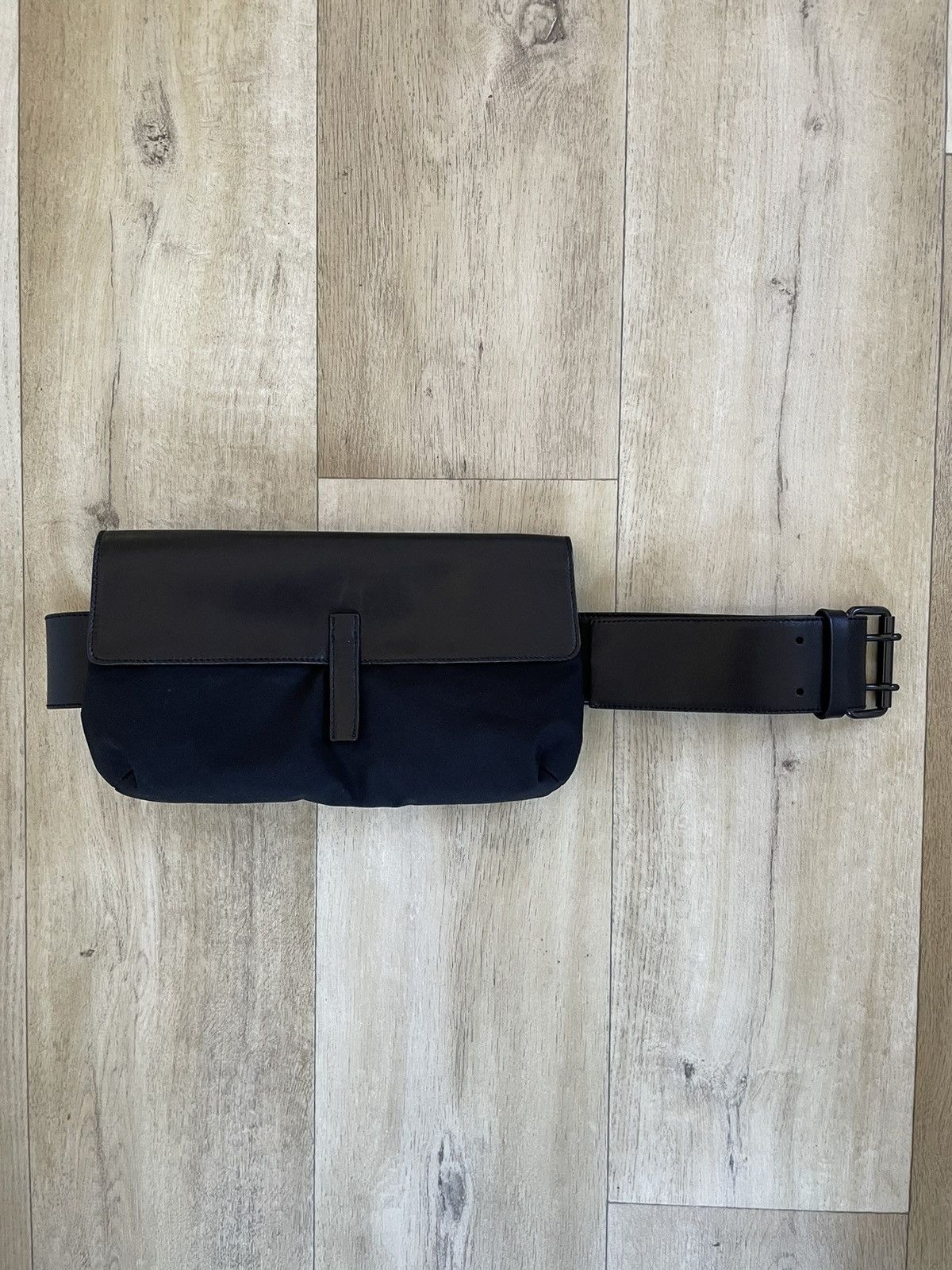 Pre-owned Prada Leather Tactical Cargo Pocket Belt/bag In Black