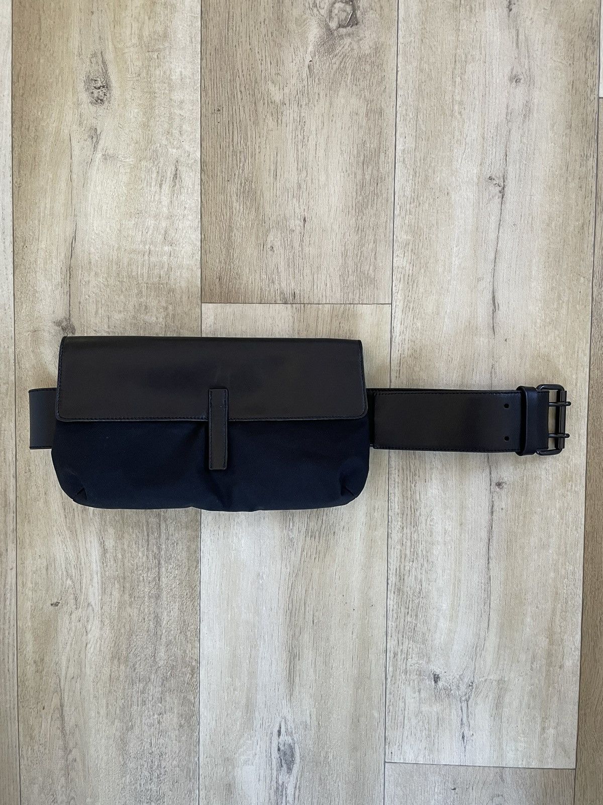 image of Prada Leather Tactical Cargo Pocket Belt/bag in Black, Men's