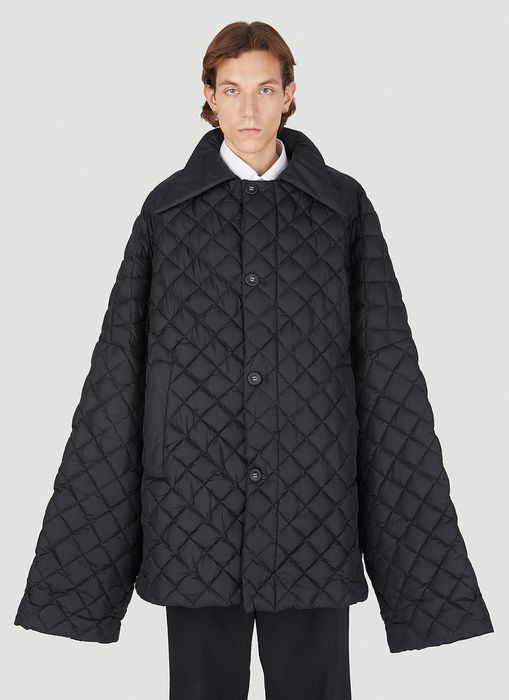 Raf Simons Black Oversized Quilted Short Padded Shirting Jacket