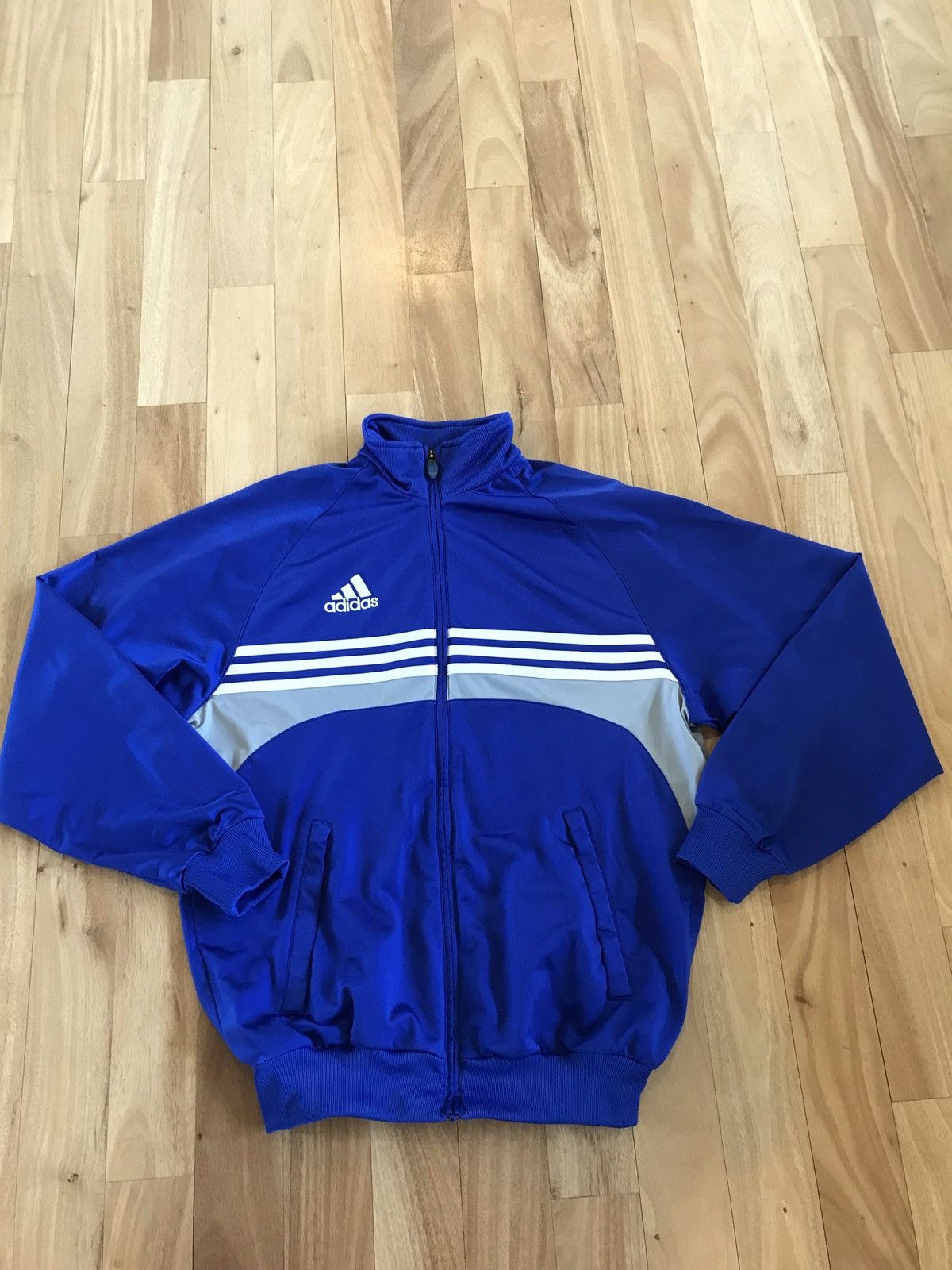 Adidas × Vintage Adidas Vintage Blue Zip-Up Sweatshirt Size US S / EU 44-46 / 1 - 1 Thumbnail
