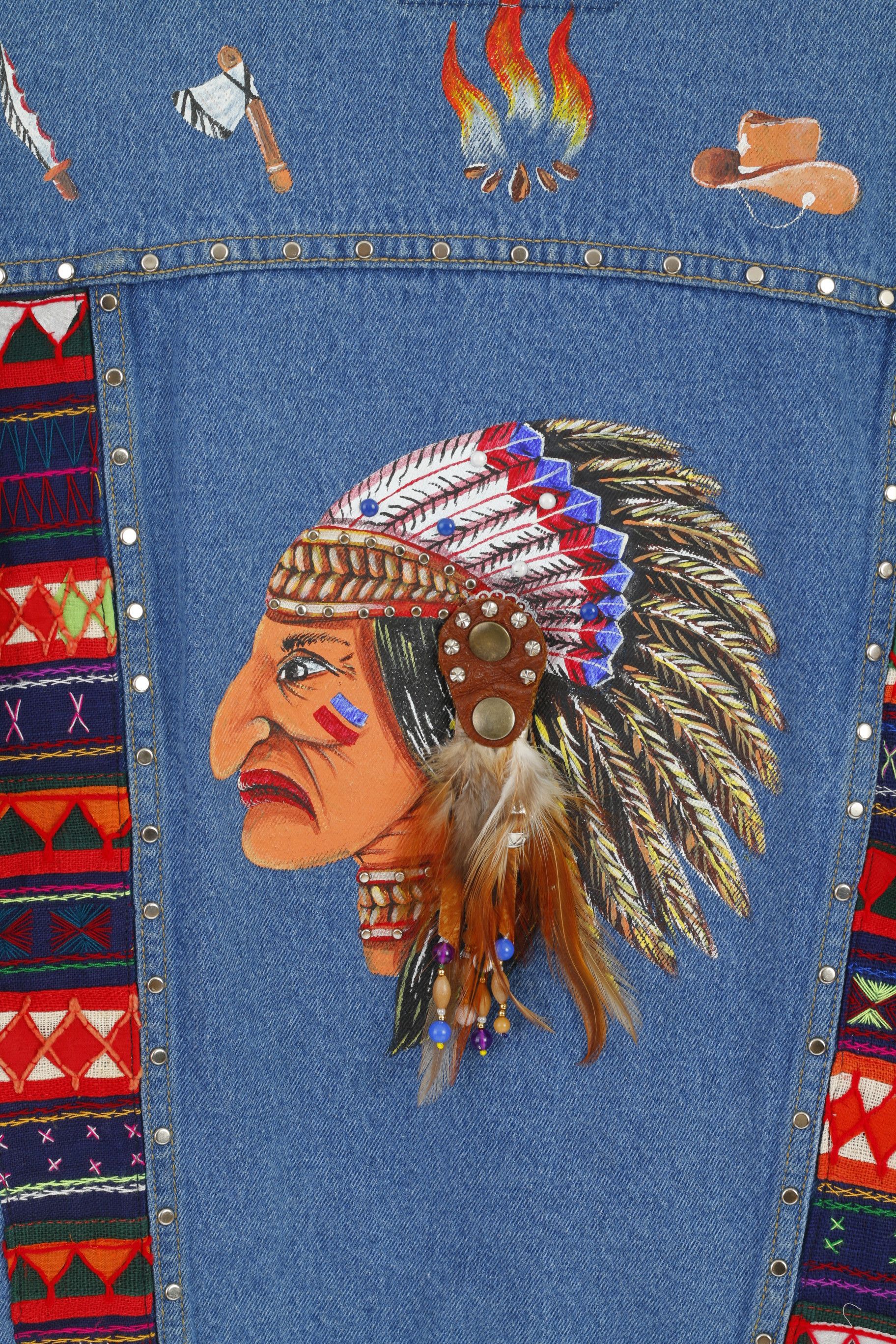 Vintage The Blue Log Jeans Women L Denim Jacket Indian 0137 Size L / US 10 / IT 46 - 3 Thumbnail
