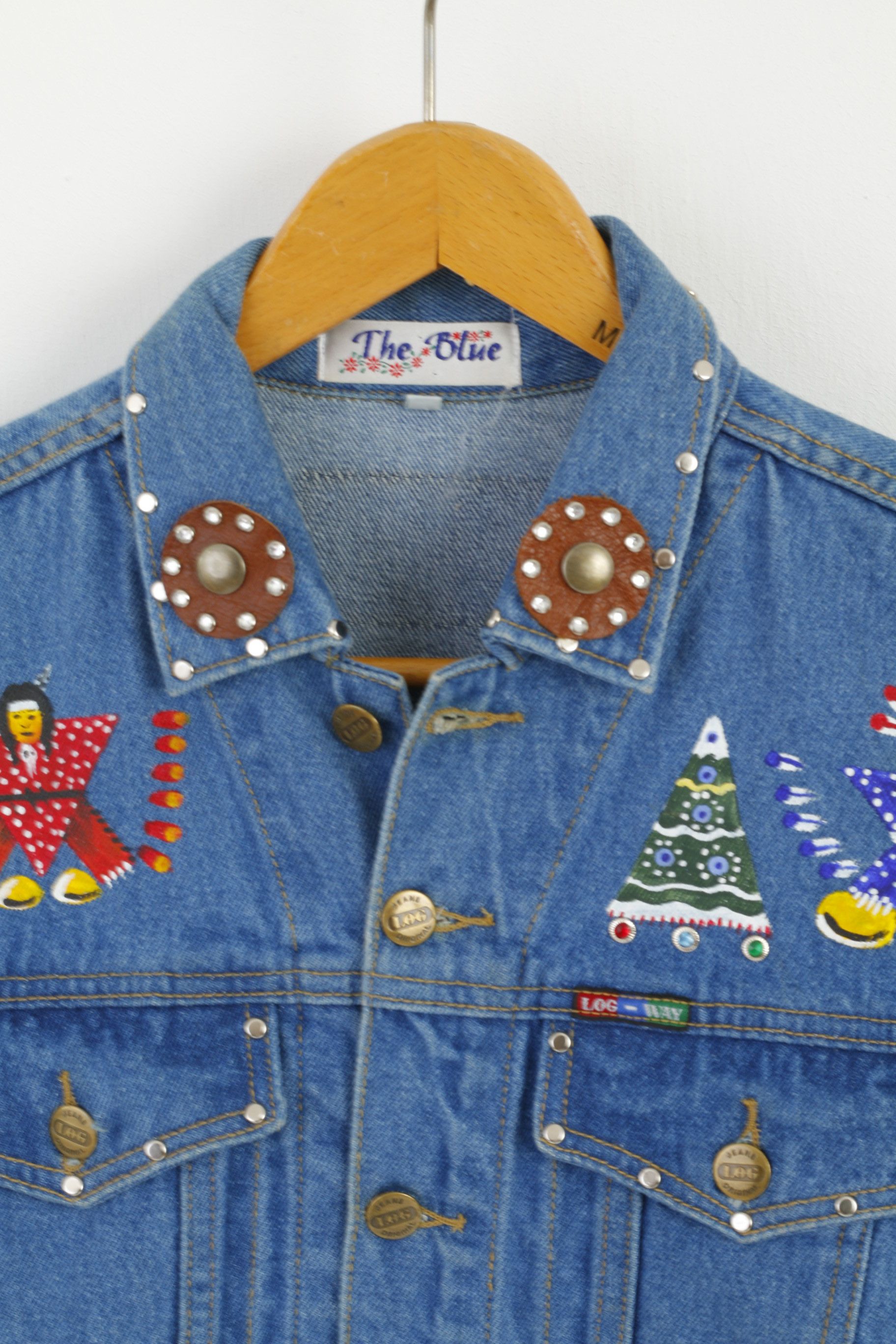Vintage The Blue Log Jeans Women L Denim Jacket Indian 0137 Size L / US 10 / IT 46 - 2 Thumbnail