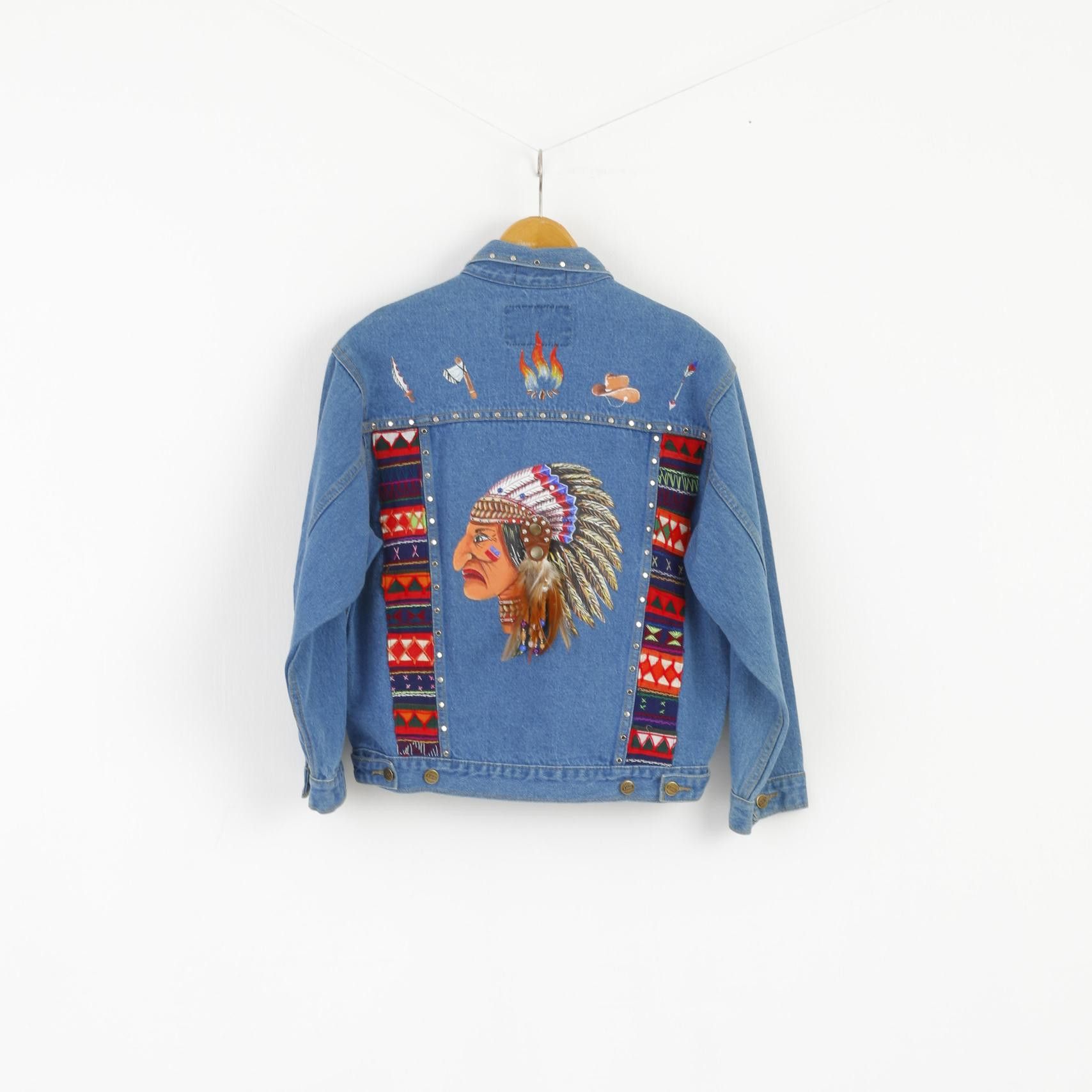 Vintage The Blue Log Jeans Women L Denim Jacket Indian 0137 Size L / US 10 / IT 46 - 8 Thumbnail