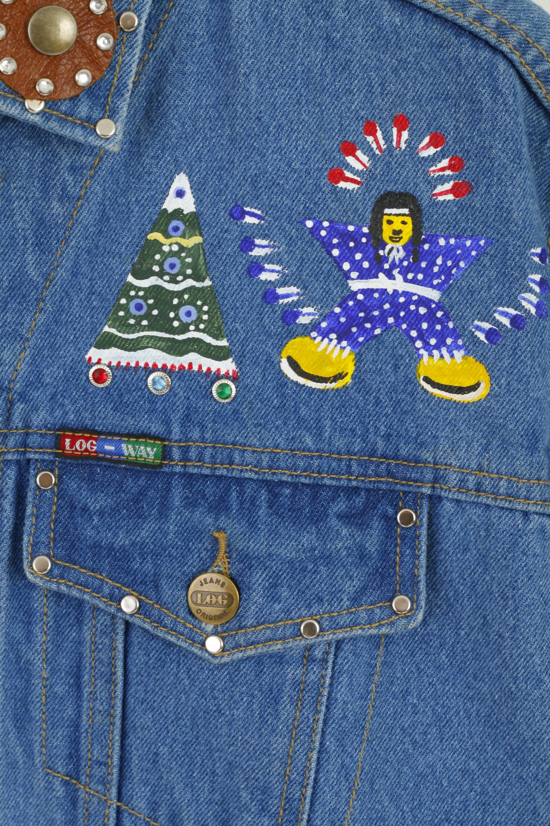 Vintage The Blue Log Jeans Women L Denim Jacket Indian 0137 Size L / US 10 / IT 46 - 5 Thumbnail
