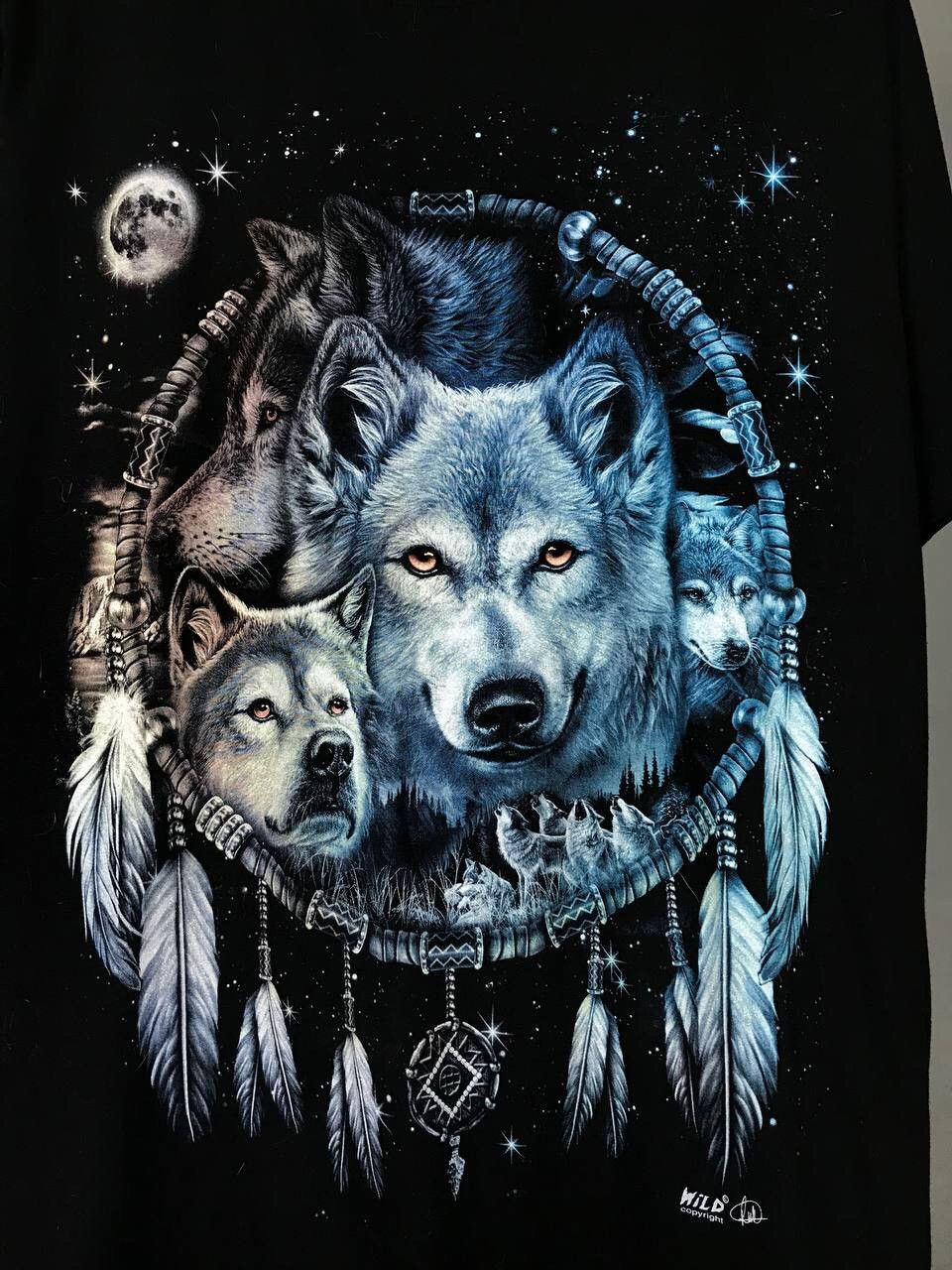 Vintage American vintage wolf animal overprinted tee Size US L / EU 52-54 / 3 - 3 Thumbnail