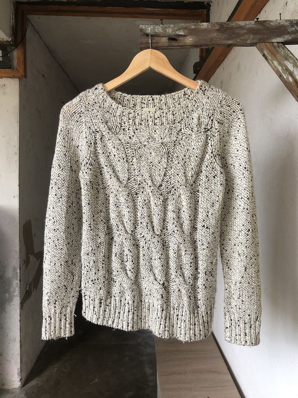 Image of Vintage Adam Et Rope Coloured Cable Knit Sweater in Cream, Women's (Size XS)