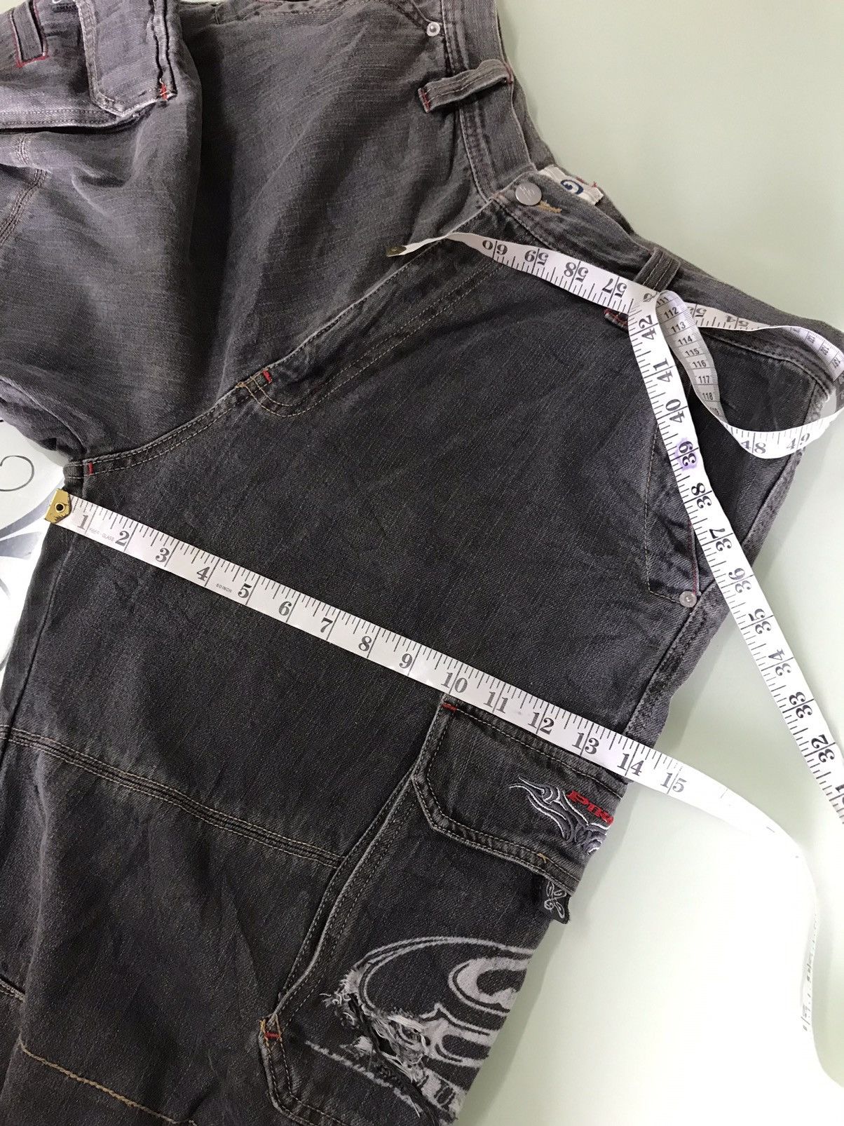 Vintage Vintage Piko Hawaiian Distressed Denim Loose Cut Cargo Pants Size US 33 - 18 Thumbnail