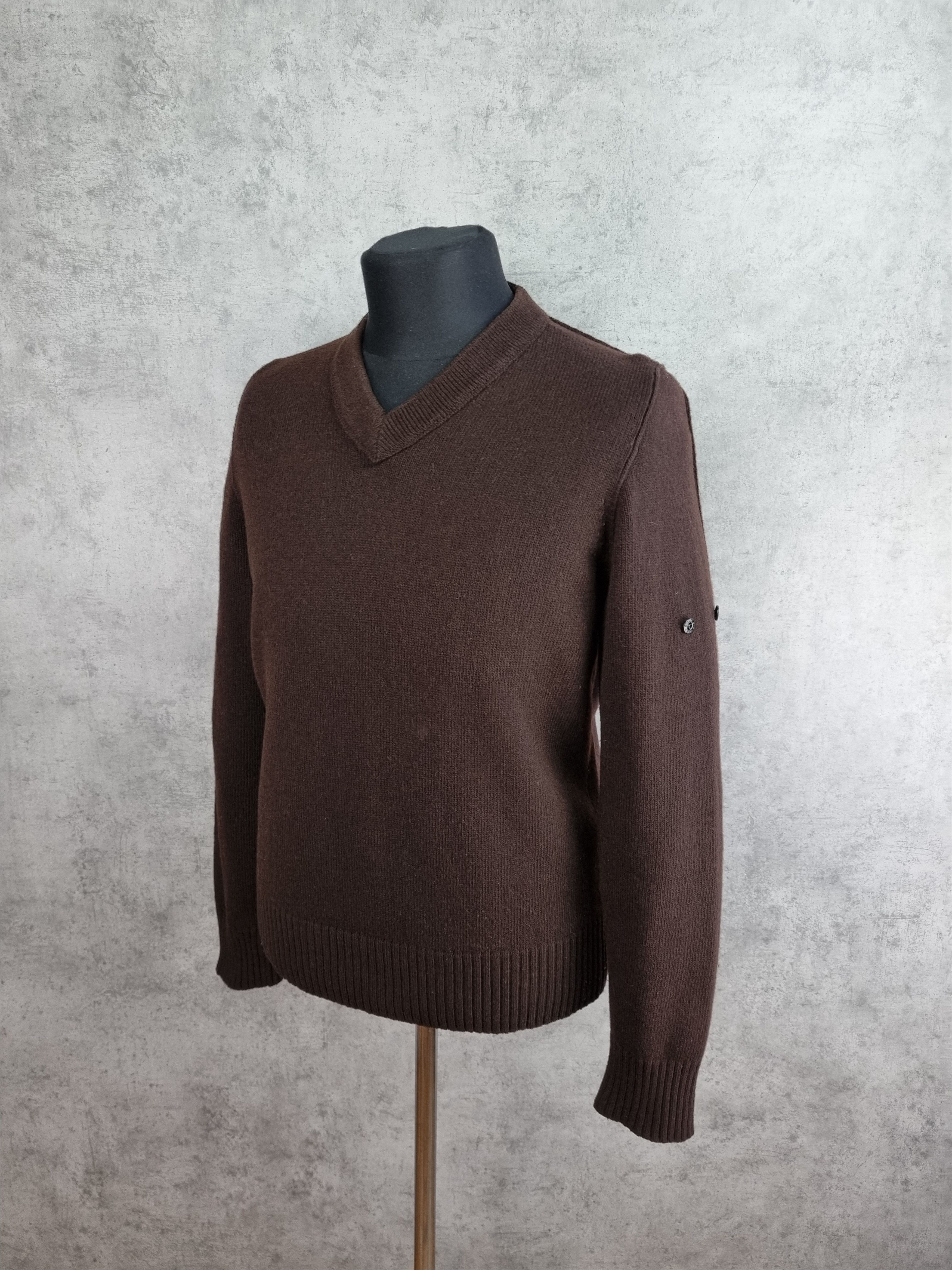 Stone Island × Vintage 90s Stone Island Brown Wool Military Sweater Size US M / EU 48-50 / 2 - 1 Thumbnail