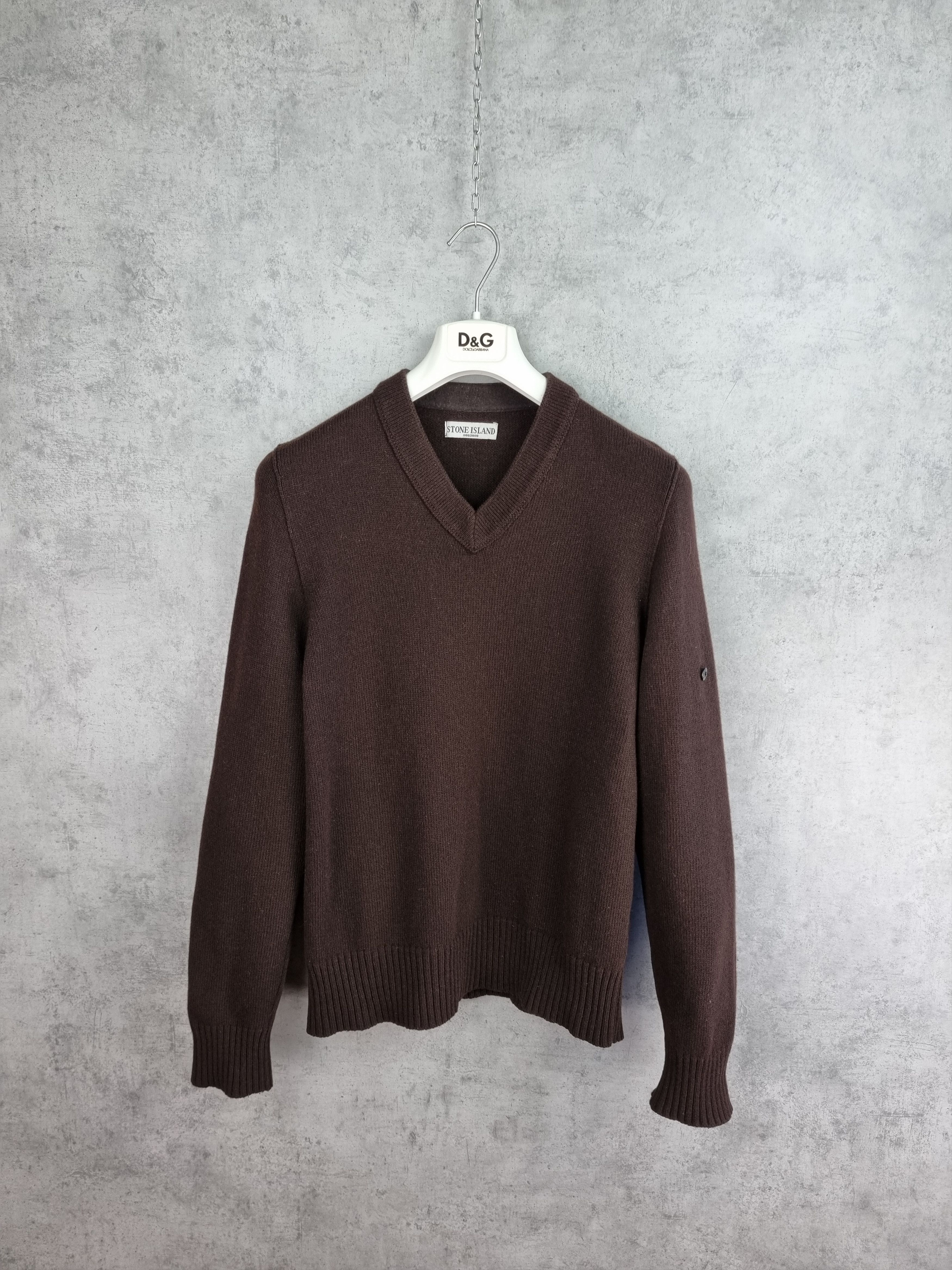Stone Island × Vintage 90s Stone Island Brown Wool Military Sweater Size US M / EU 48-50 / 2 - 2 Thumbnail