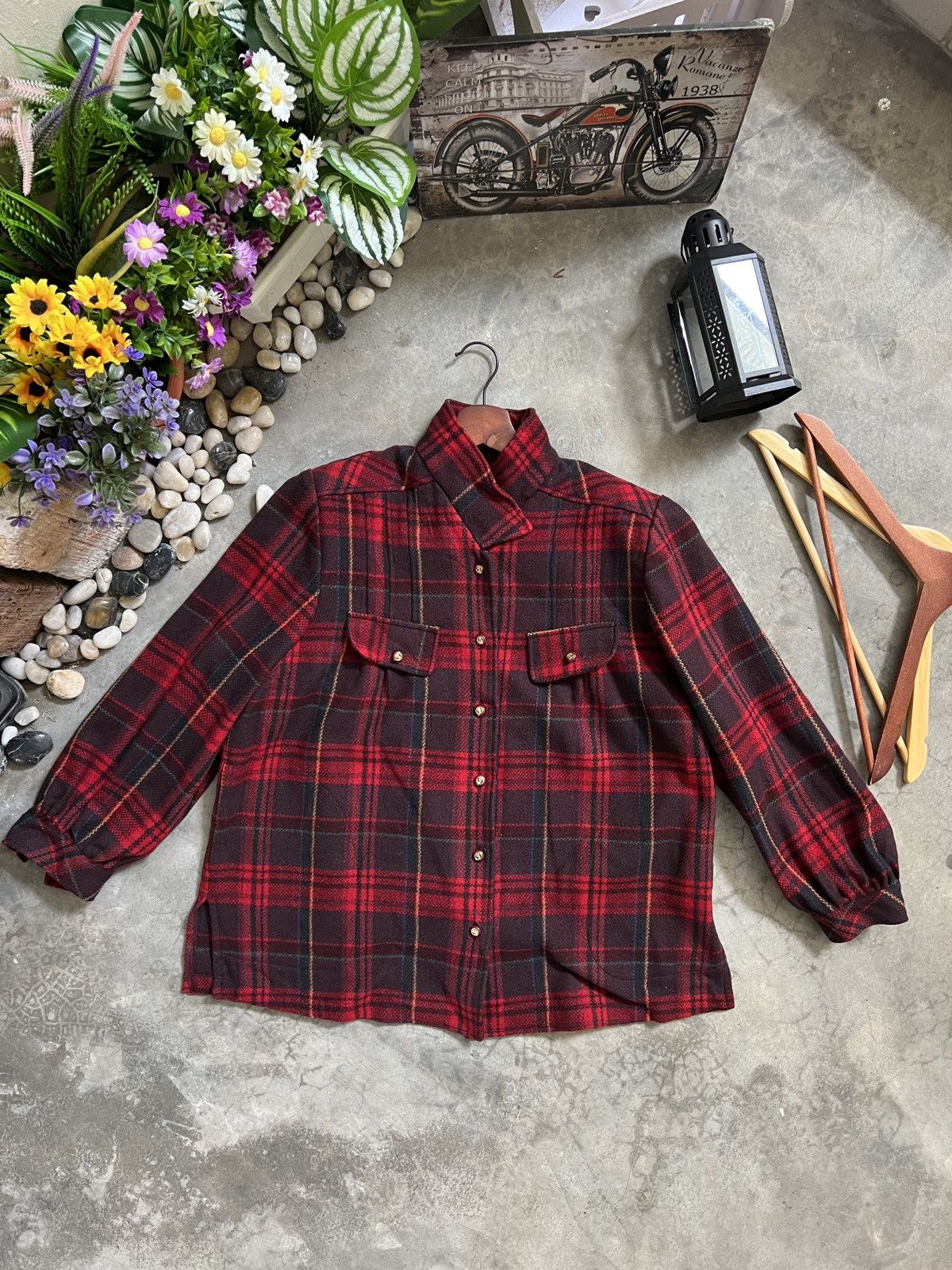 Flannel × Japanese Brand × Vintage RARE 🔥 Wool Plaid Flannel Warmth Jacket Size US M / EU 48-50 / 2 - 2 Thumbnail
