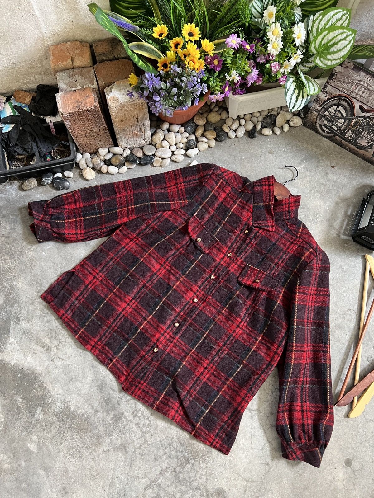 Flannel × Japanese Brand × Vintage RARE 🔥 Wool Plaid Flannel Warmth Jacket Size US M / EU 48-50 / 2 - 1 Thumbnail