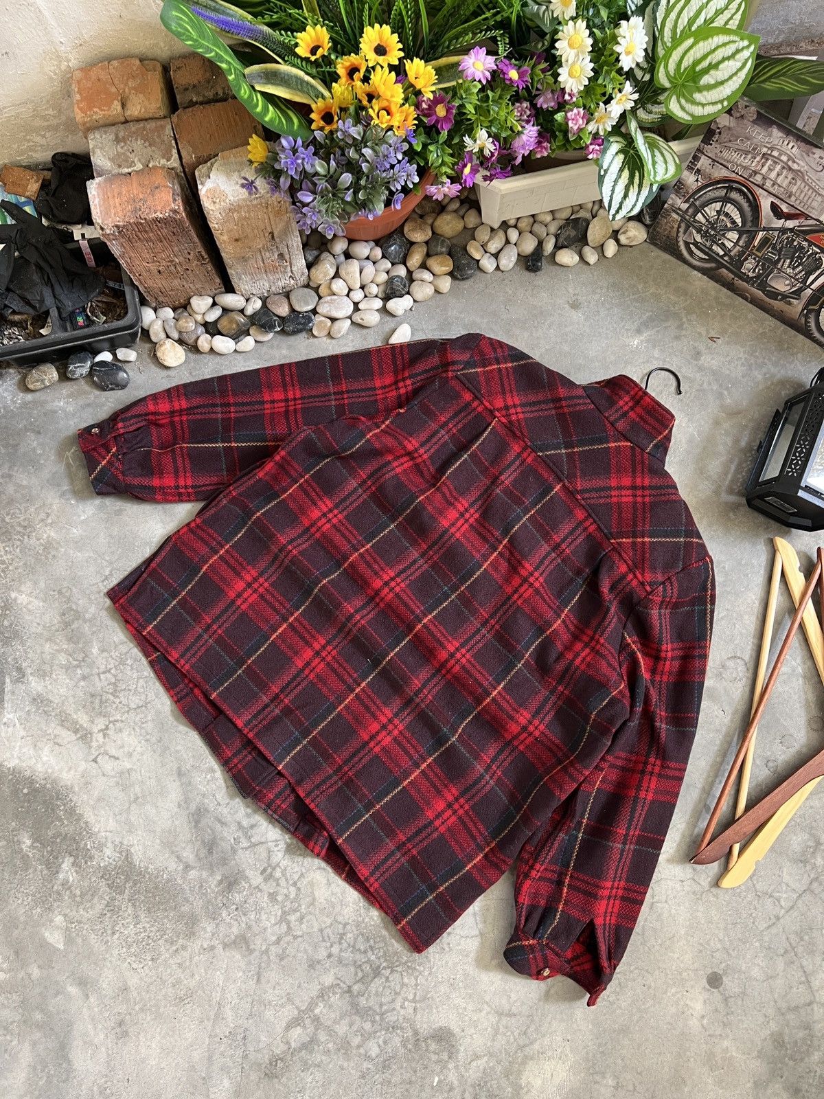Flannel × Japanese Brand × Vintage RARE 🔥 Wool Plaid Flannel Warmth Jacket Size US M / EU 48-50 / 2 - 8 Thumbnail