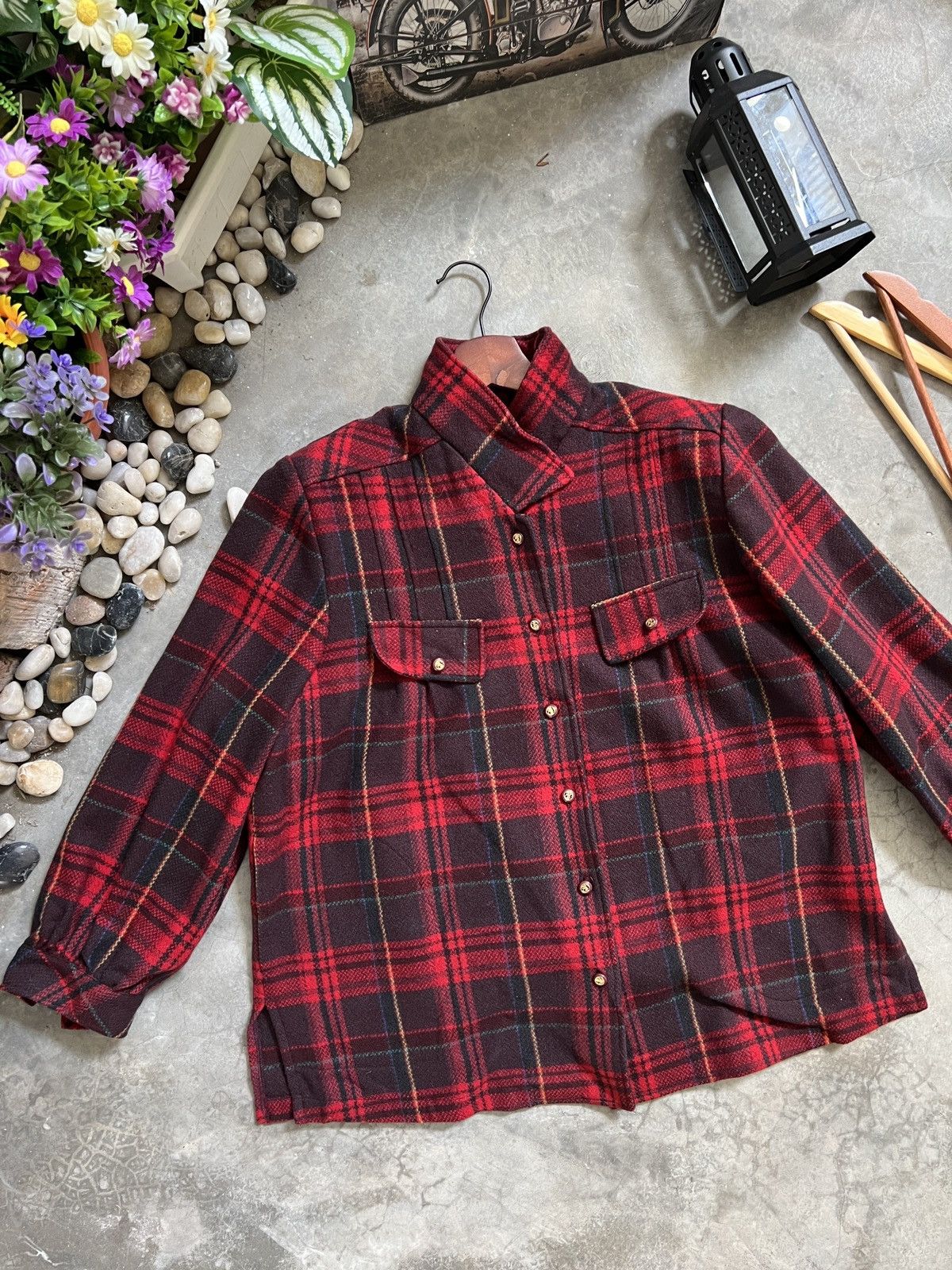 Flannel × Japanese Brand × Vintage RARE 🔥 Wool Plaid Flannel Warmth Jacket Size US M / EU 48-50 / 2 - 4 Thumbnail