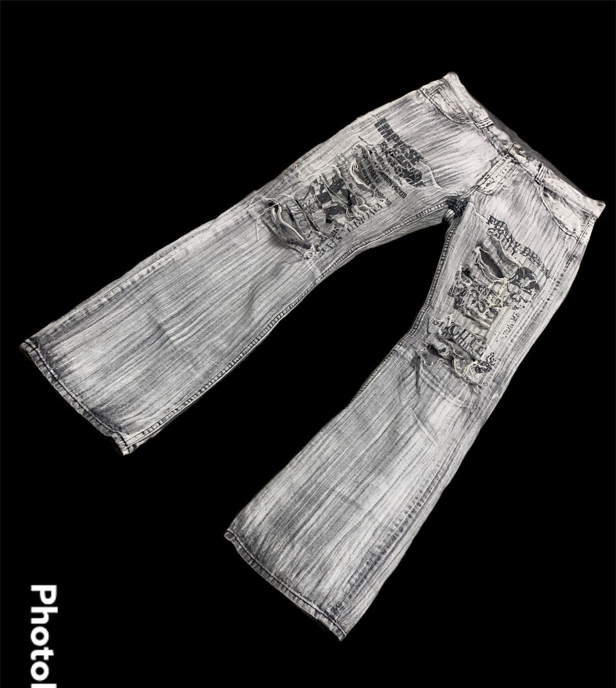 Fashion Victim Flare Grey Distressed Denim Size US 34 / EU 50 - 2 Thumbnail