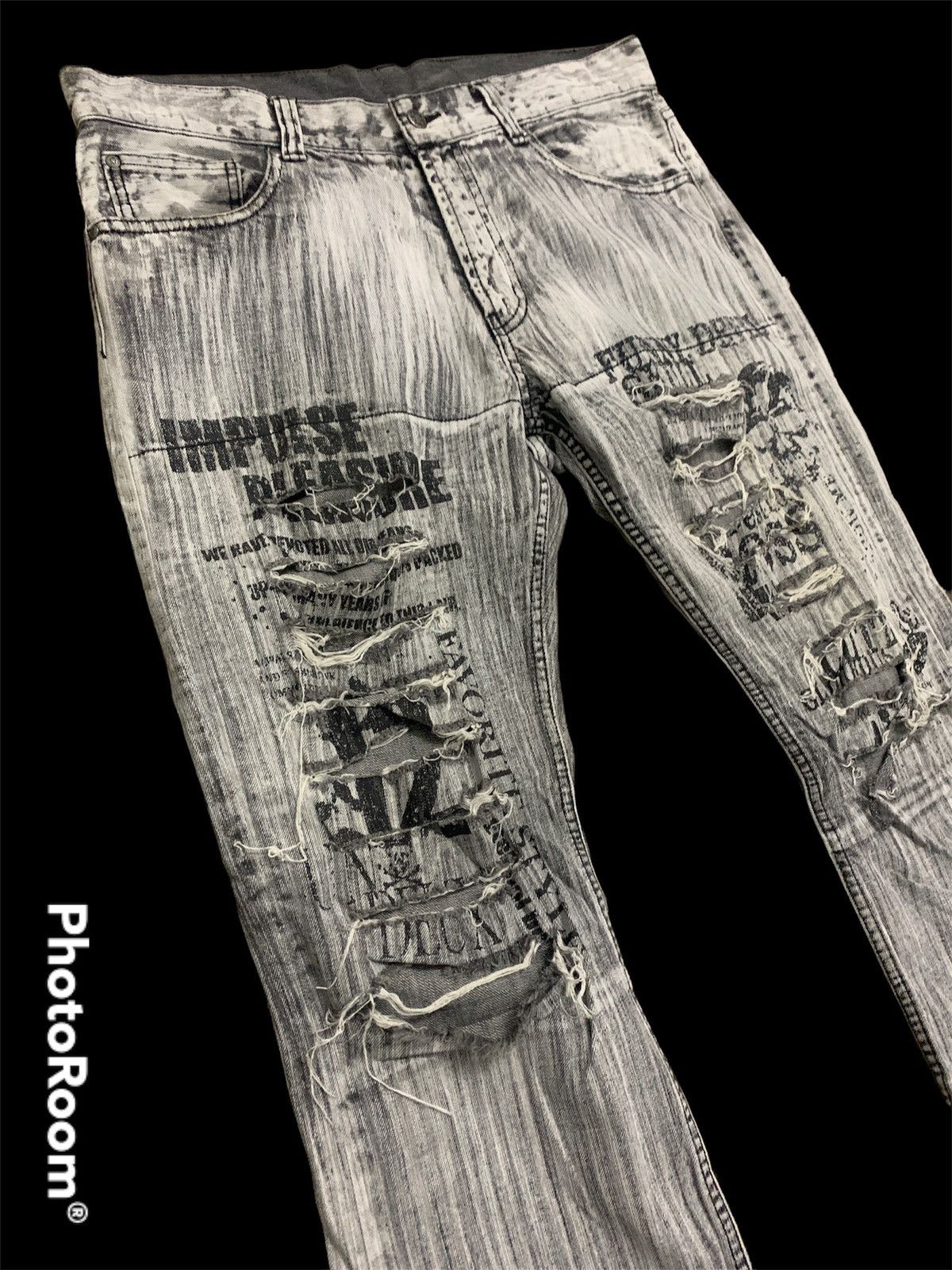 Fashion Victim Flare Grey Distressed Denim Size US 34 / EU 50 - 6 Thumbnail