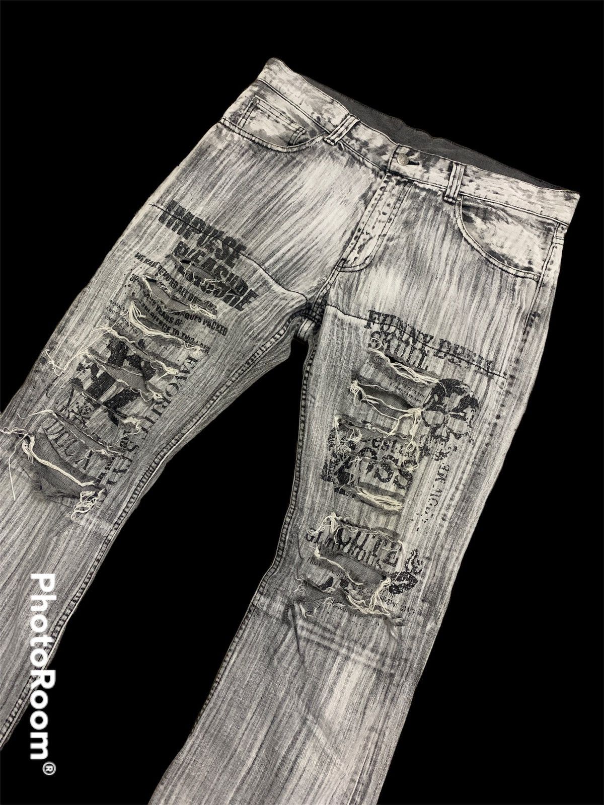 Fashion Victim Flare Grey Distressed Denim Size US 34 / EU 50 - 3 Thumbnail
