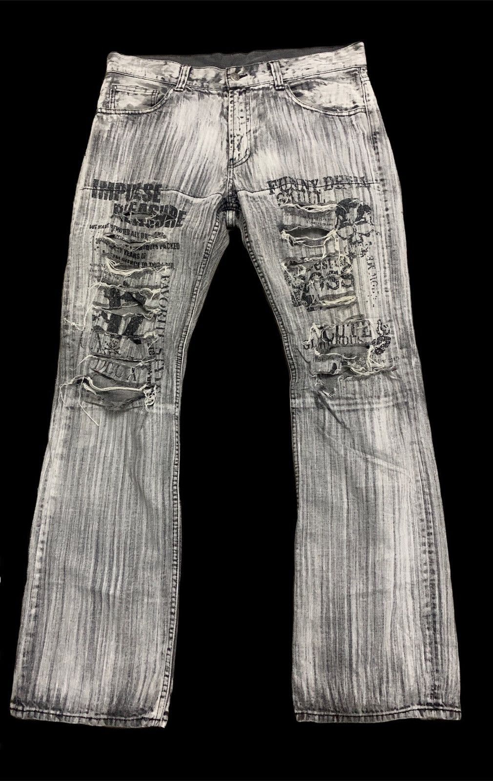 Fashion Victim Flare Grey Distressed Denim Size US 34 / EU 50 - 1 Thumbnail