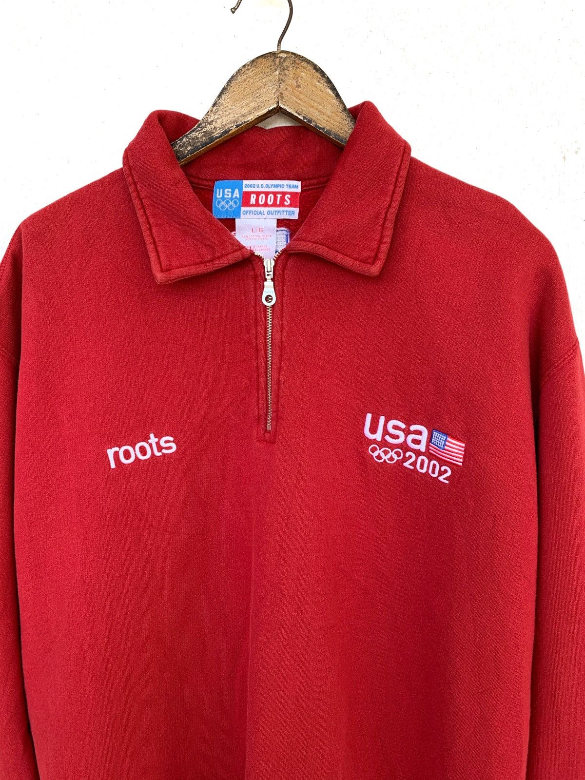 Roots Vintage Half zipper neck Sweatshirt USA OLYMPIC TEAM. Size US L / EU 52-54 / 3 - 2 Thumbnail