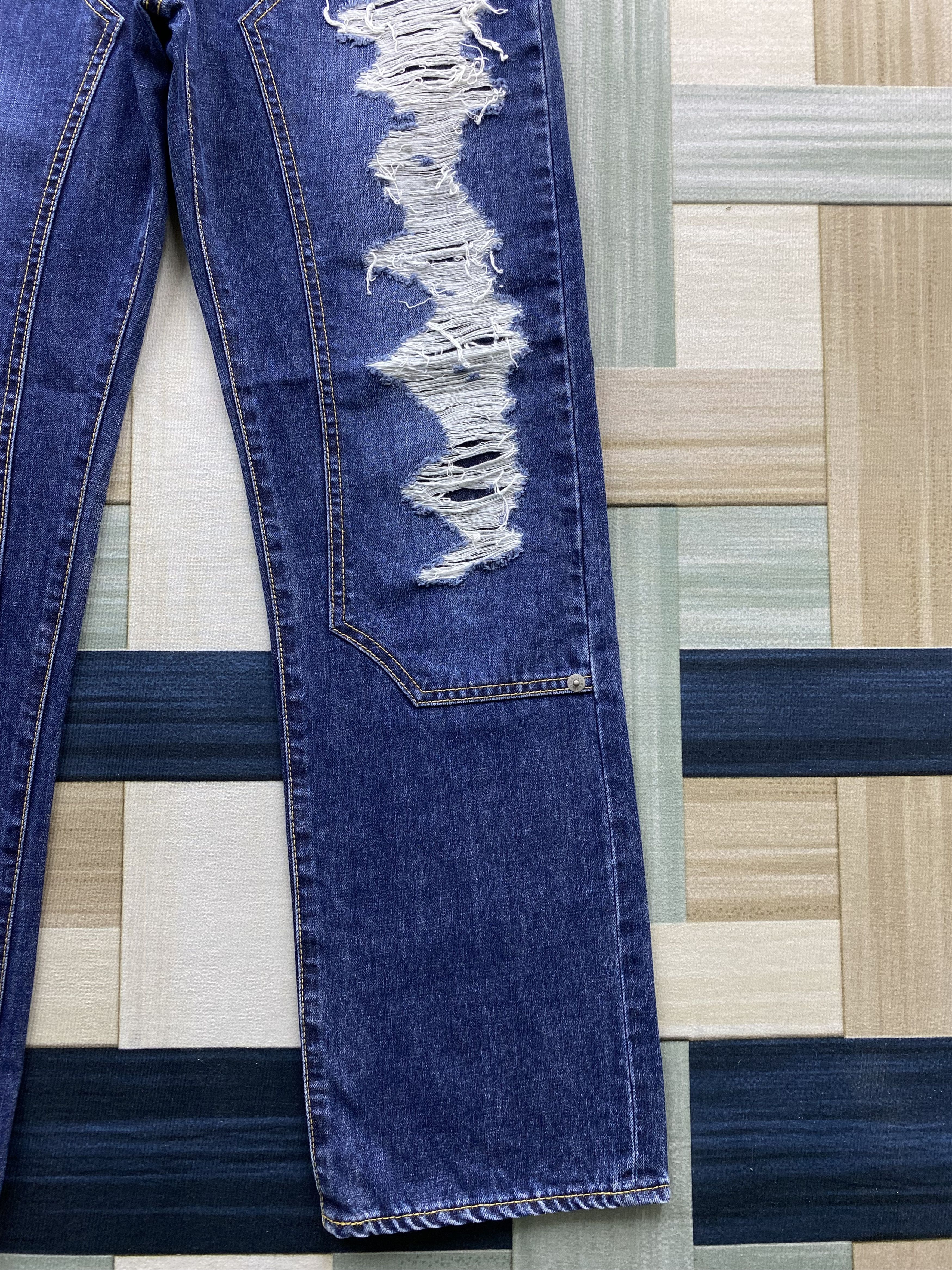 Japanese Brand Purple & Yellow Distress Double Knee Style Denim Jean Size US 31 - 10 Thumbnail