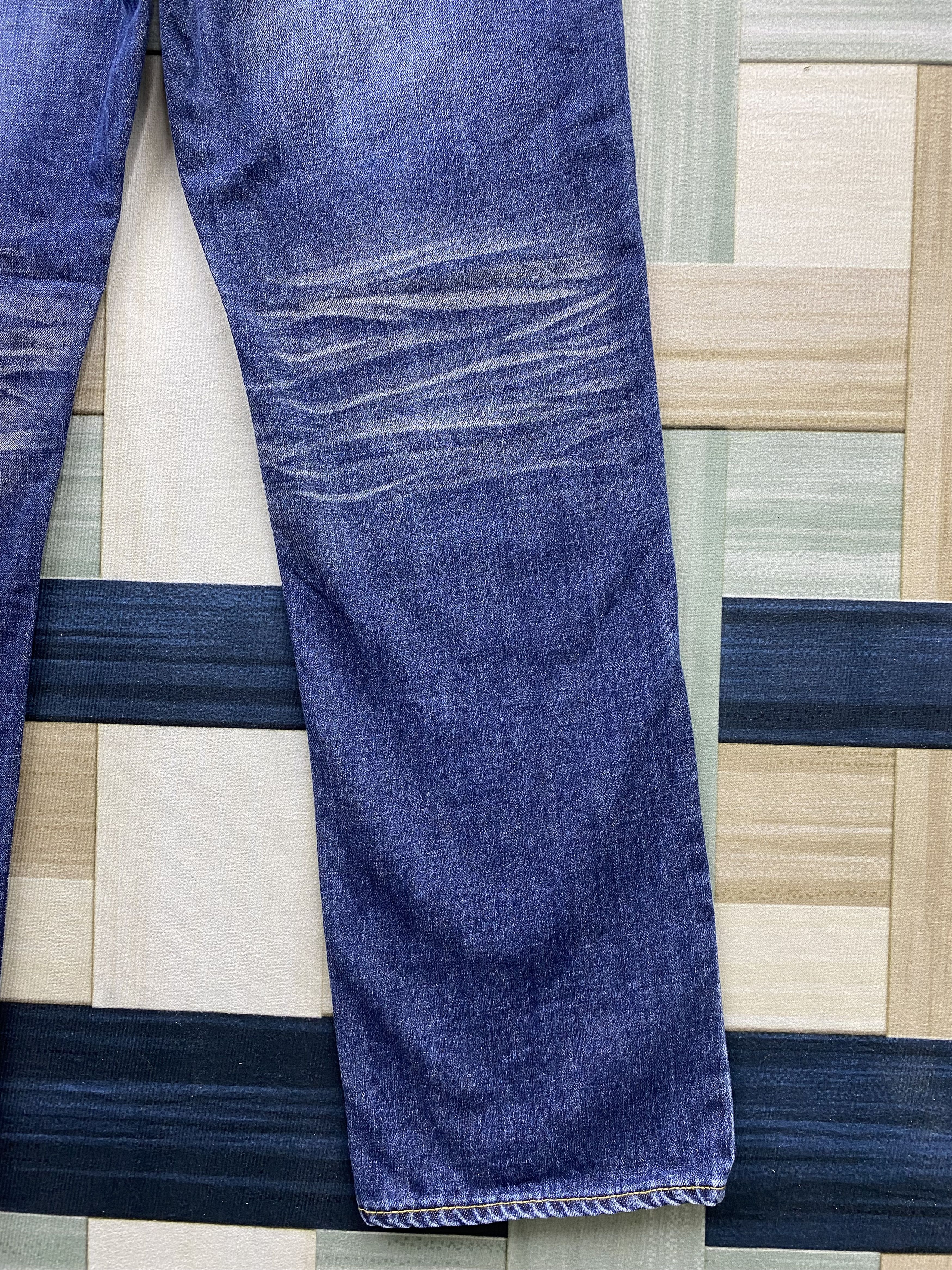 Japanese Brand Purple & Yellow Distress Double Knee Style Denim Jean Size US 31 - 12 Thumbnail