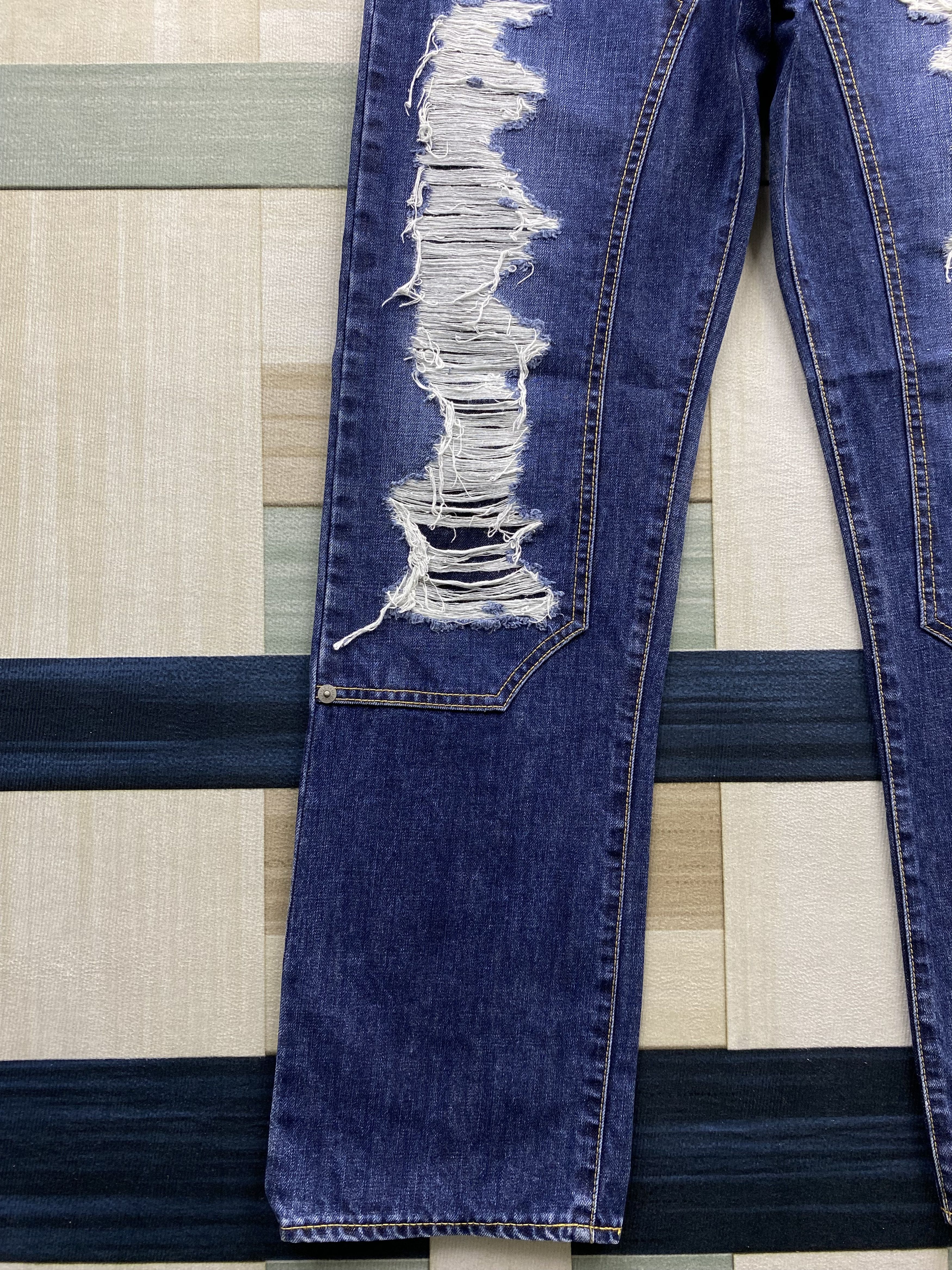 Japanese Brand Purple & Yellow Distress Double Knee Style Denim Jean Size US 31 - 9 Thumbnail