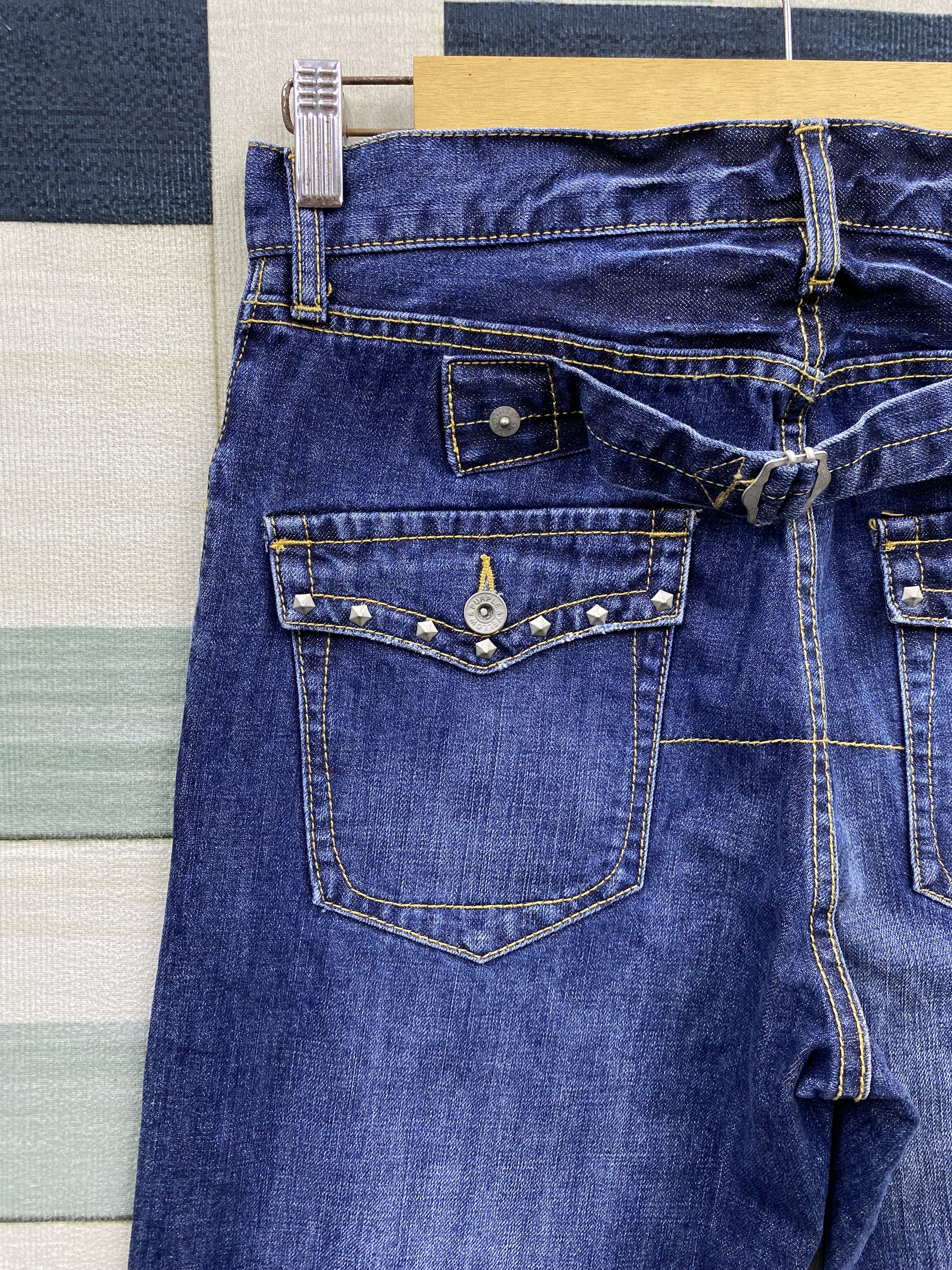 Japanese Brand Purple & Yellow Distress Double Knee Style Denim Jean Size US 31 - 7 Thumbnail