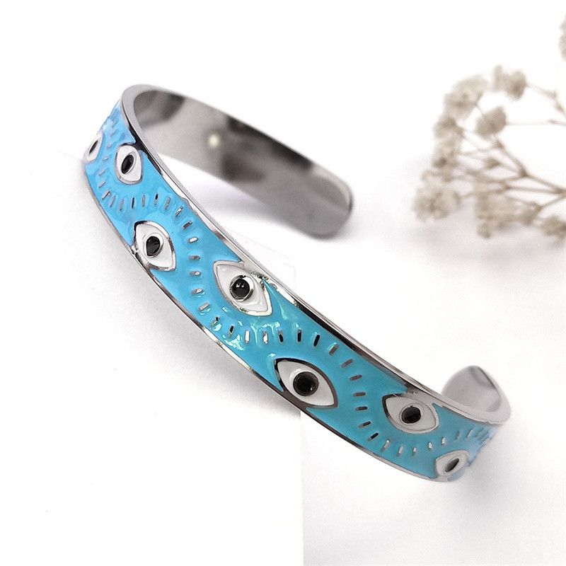 Jewelry Goth Lucky Evil Eye Bangle Bracelet Size ONE SIZE - 2 Thumbnail