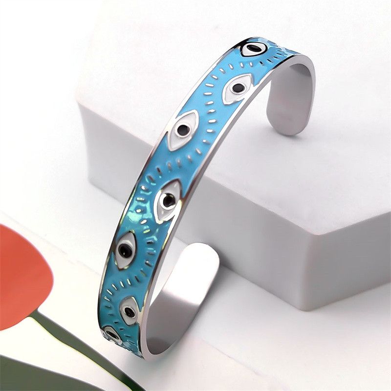 Jewelry Goth Lucky Evil Eye Bangle Bracelet Size ONE SIZE - 1 Thumbnail