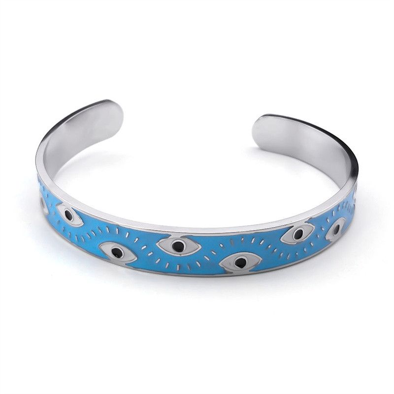 Jewelry Goth Lucky Evil Eye Bangle Bracelet Size ONE SIZE - 3 Thumbnail