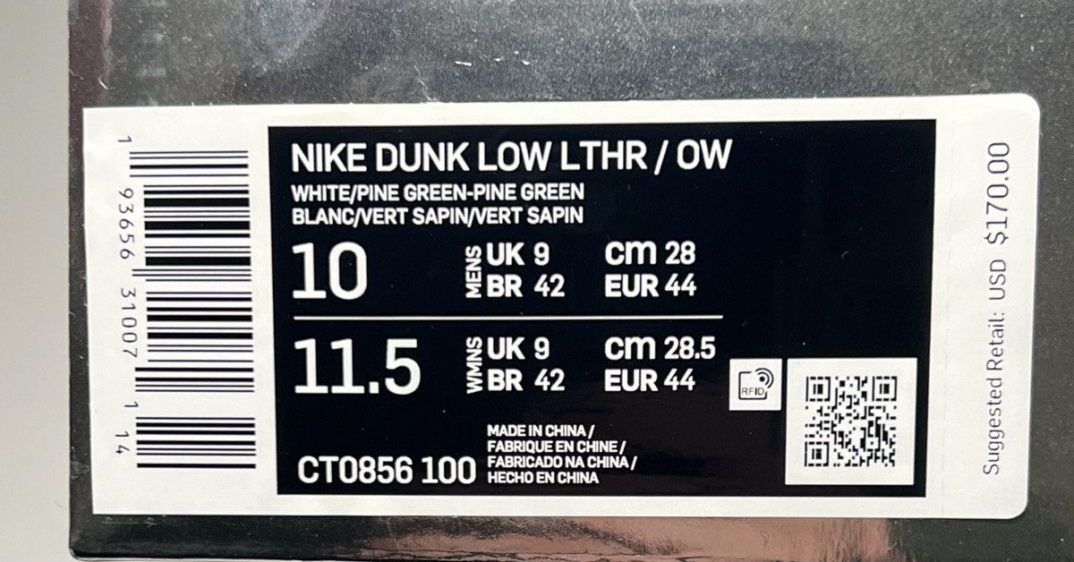 Nike × Off-White Off White x OG Nike Dunk Low 2019 Size US 10 / EU 43 - 11 Thumbnail