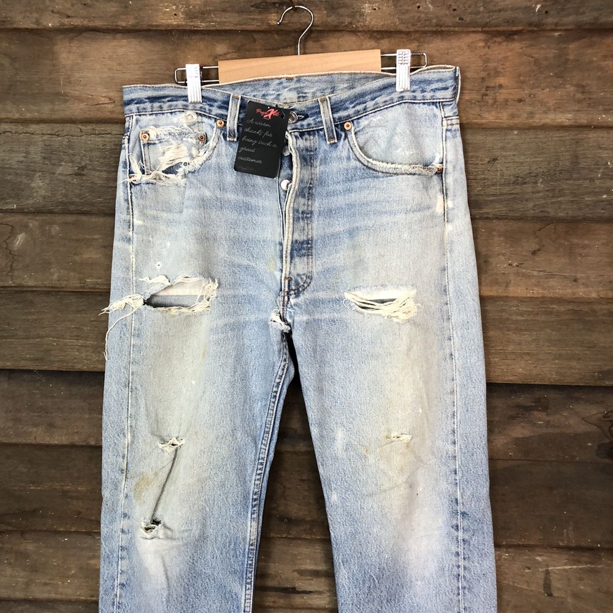Levi's Levis usa vintage Blue Distressed Denim Pants #4659 Size US 33 - 2 Thumbnail