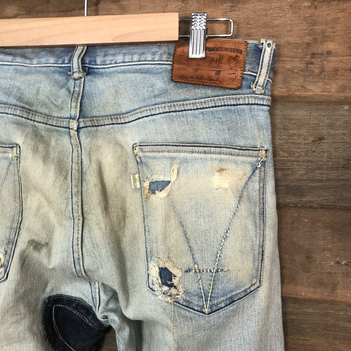 Japanese Brand Japan distressed patchwork Blue Denim Pants #5097 Size US 31 - 15 Thumbnail