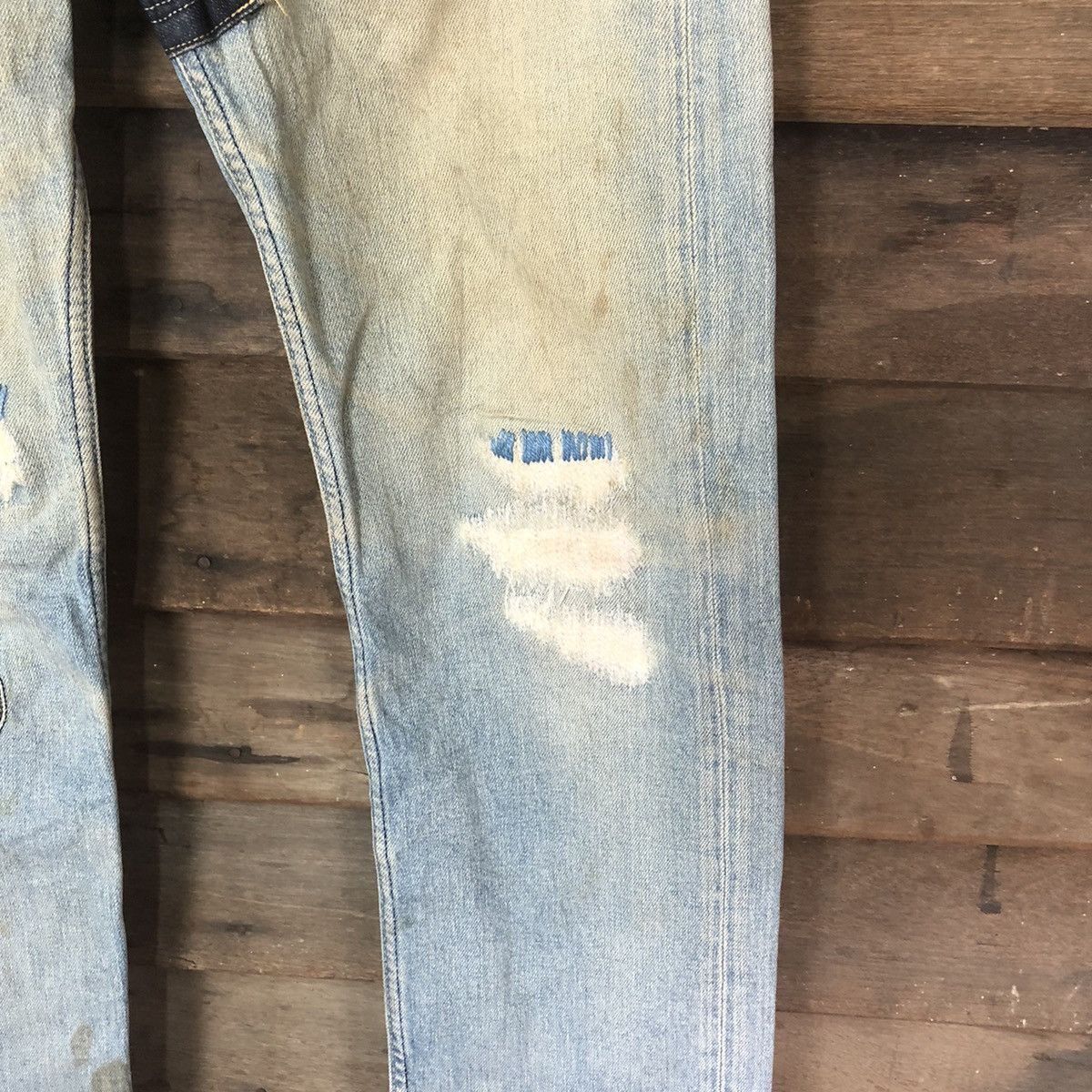 Japanese Brand Japan distressed patchwork Blue Denim Pants #5097 Size US 31 - 9 Thumbnail
