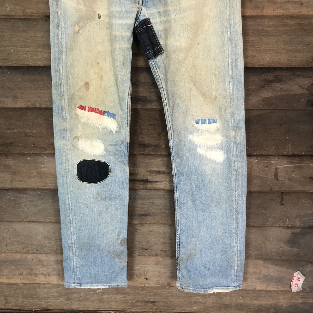 Japanese Brand Japan distressed patchwork Blue Denim Pants #5097 Size US 31 - 3 Thumbnail