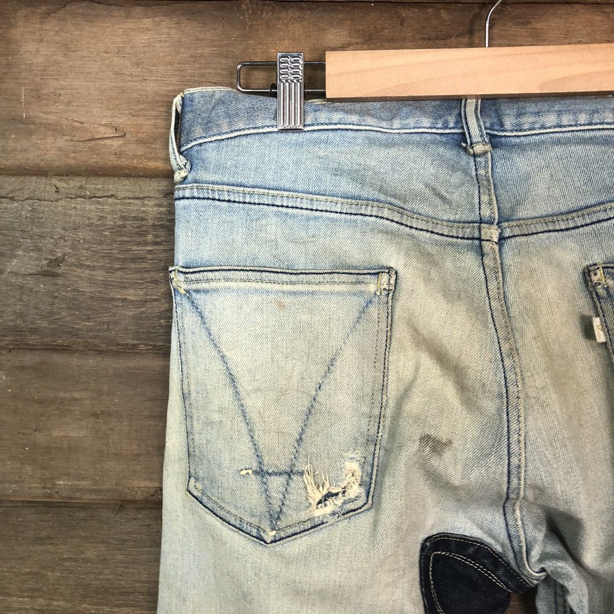 Japanese Brand Japan distressed patchwork Blue Denim Pants #5097 Size US 31 - 14 Thumbnail
