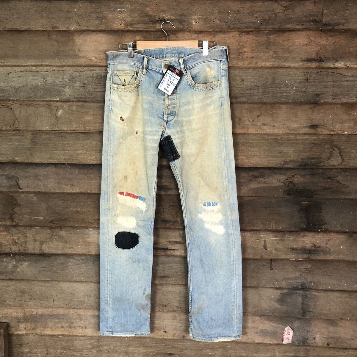 Japanese Brand Japan distressed patchwork Blue Denim Pants #5097 Size US 31 - 1 Thumbnail