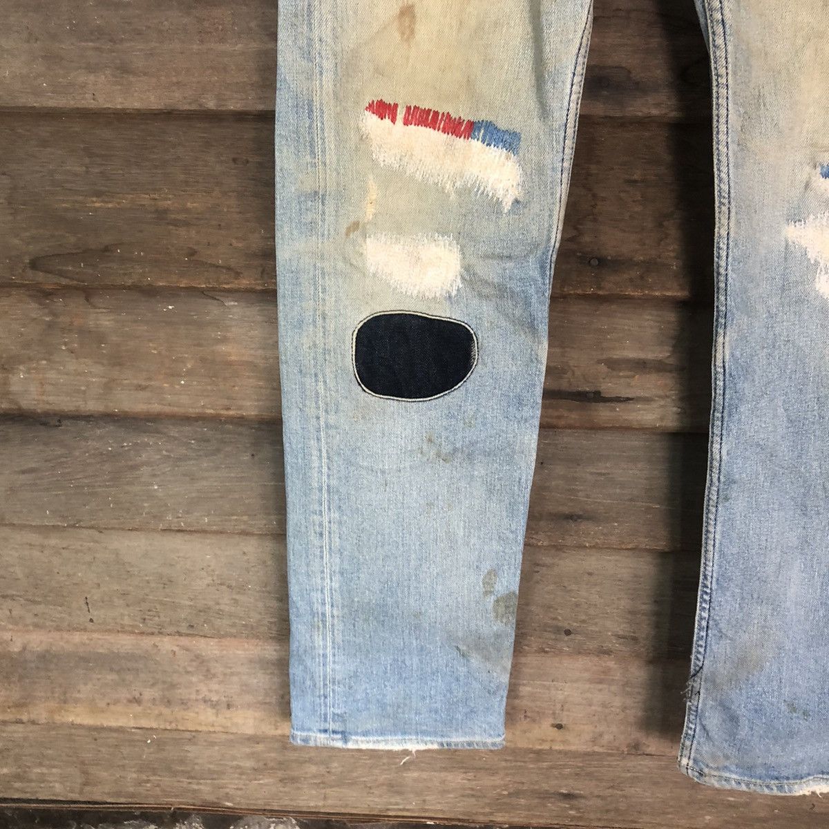 Japanese Brand Japan distressed patchwork Blue Denim Pants #5097 Size US 31 - 6 Thumbnail