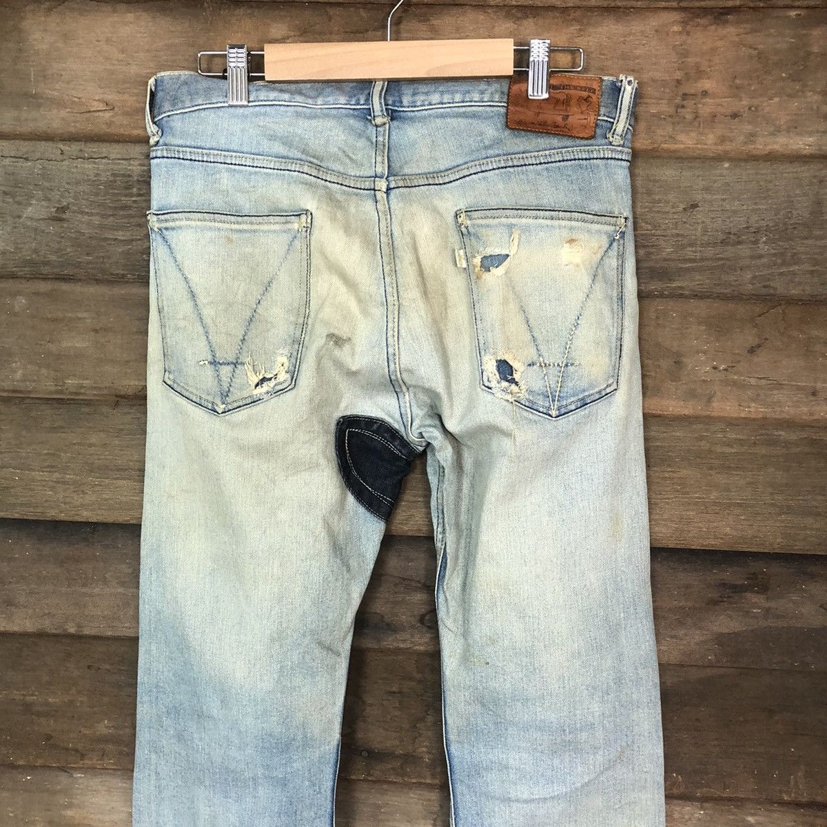 Japanese Brand Japan distressed patchwork Blue Denim Pants #5097 Size US 31 - 12 Thumbnail
