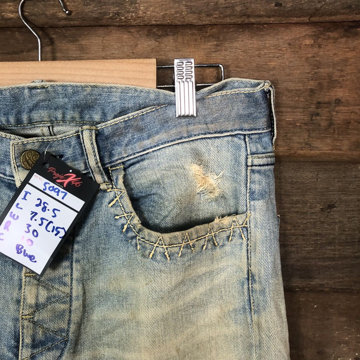 Japanese Brand Japan distressed patchwork Blue Denim Pants #5097 Size US 31 - 5 Thumbnail
