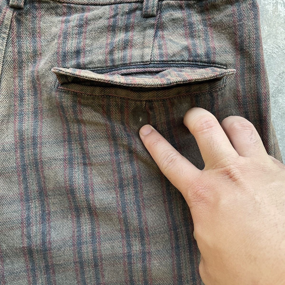 Japanese Brand Vintage BELFE GREEN Striped Trousers Chinos Faded Pants Size US 33 - 9 Thumbnail