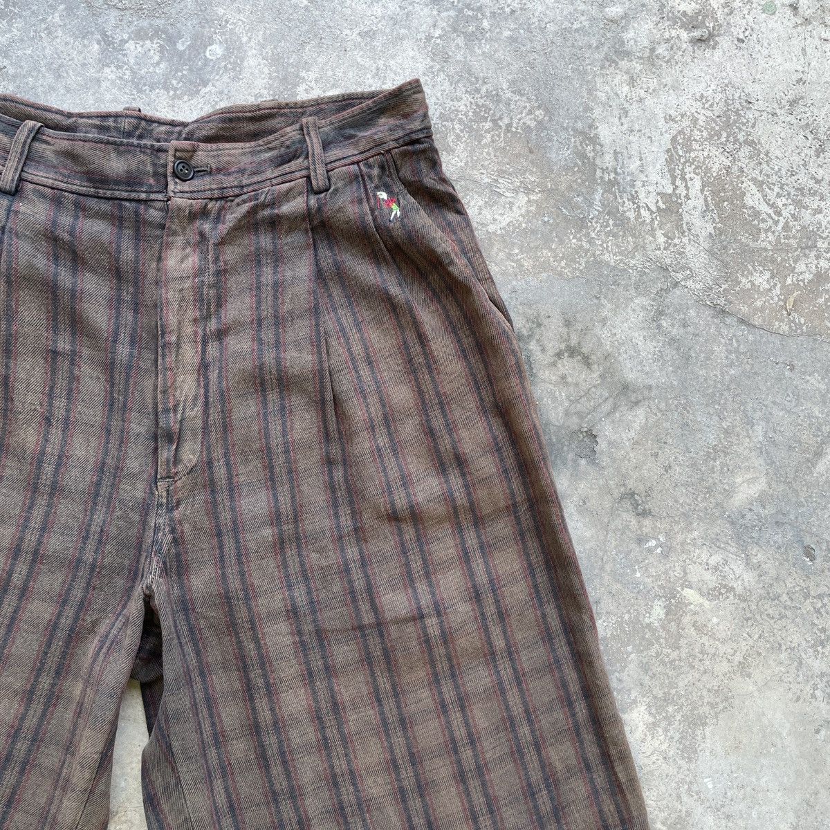 Japanese Brand Vintage BELFE GREEN Striped Trousers Chinos Faded Pants Size US 33 - 4 Thumbnail
