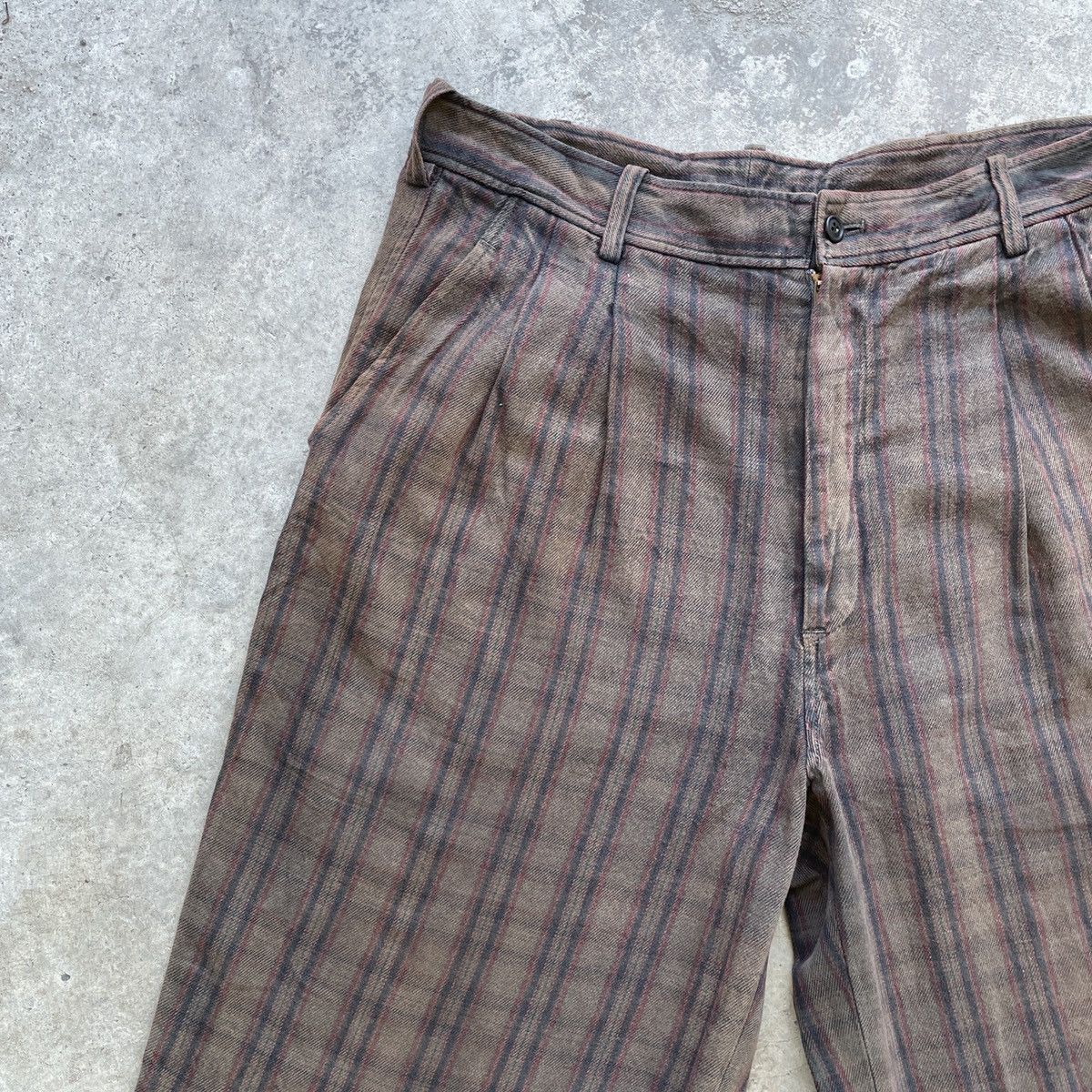 Japanese Brand Vintage BELFE GREEN Striped Trousers Chinos Faded Pants Size US 33 - 3 Thumbnail