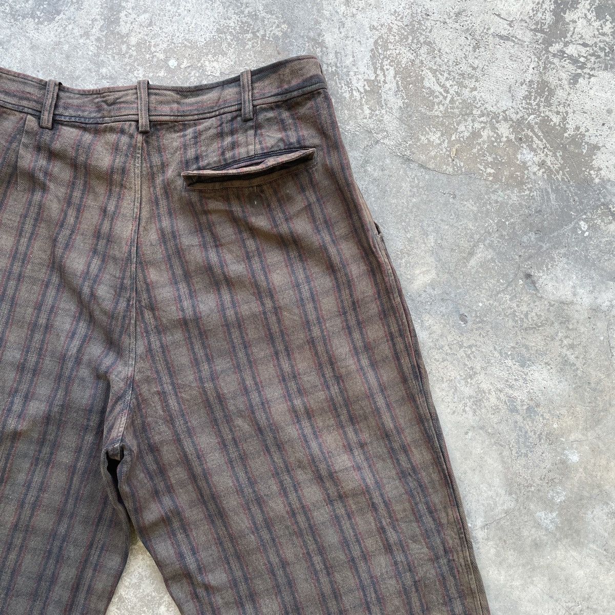 Japanese Brand Vintage BELFE GREEN Striped Trousers Chinos Faded Pants Size US 33 - 8 Thumbnail