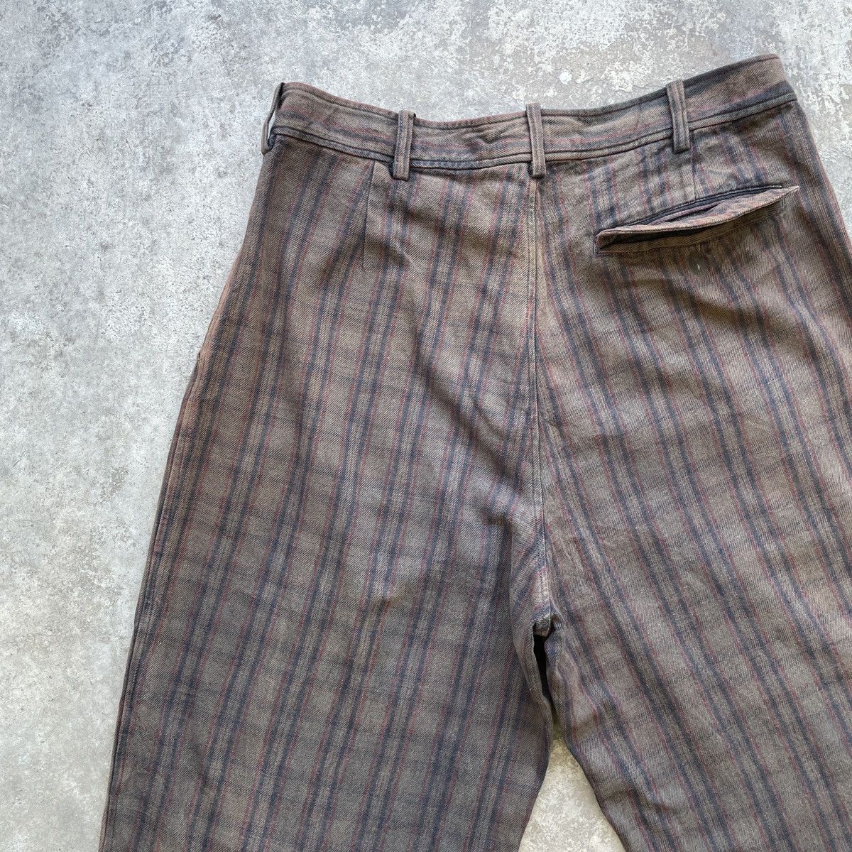 Japanese Brand Vintage BELFE GREEN Striped Trousers Chinos Faded Pants Size US 33 - 7 Thumbnail
